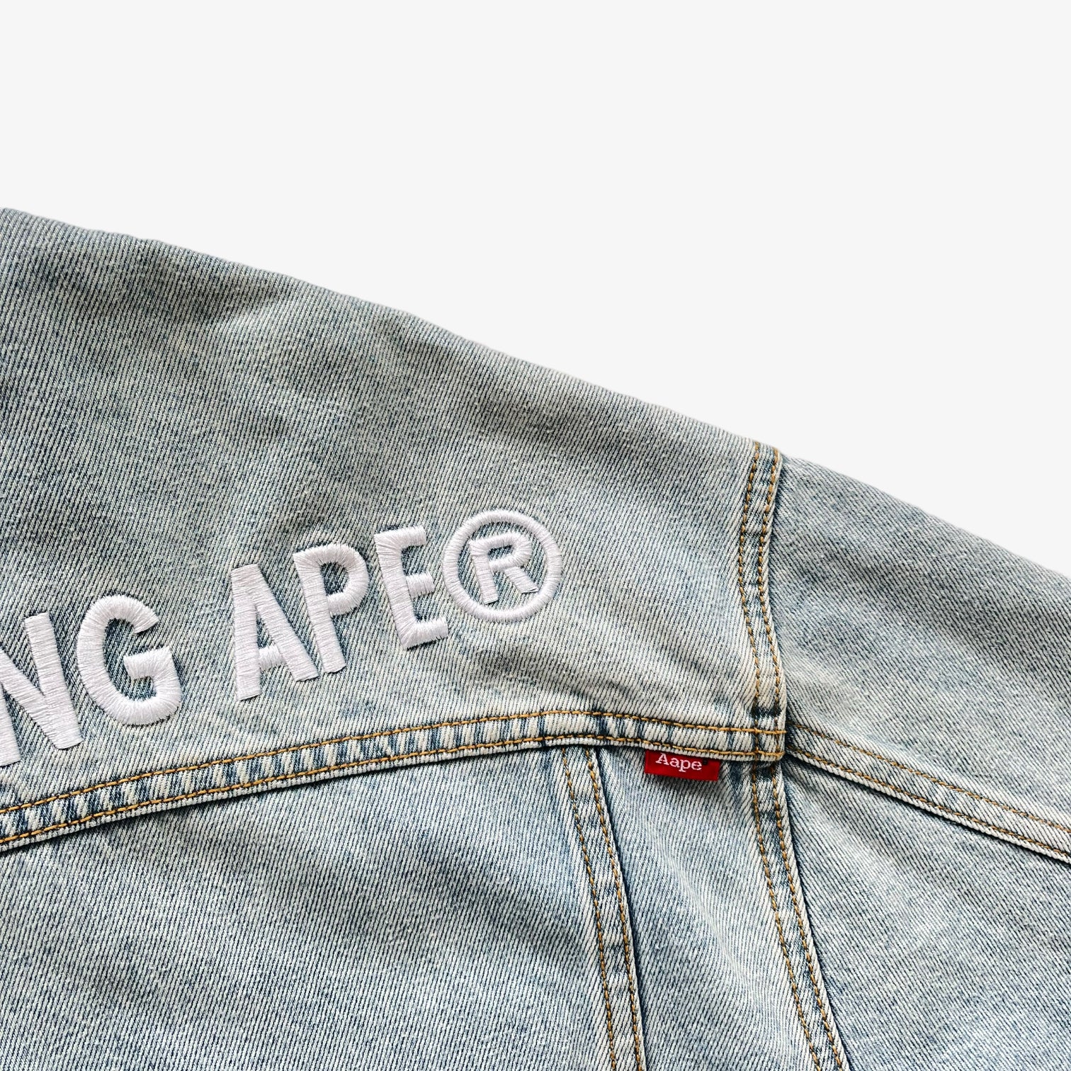 BAPE AAPE Denim Jacket With Removable Hoodie Back Tag - Casspios Dream