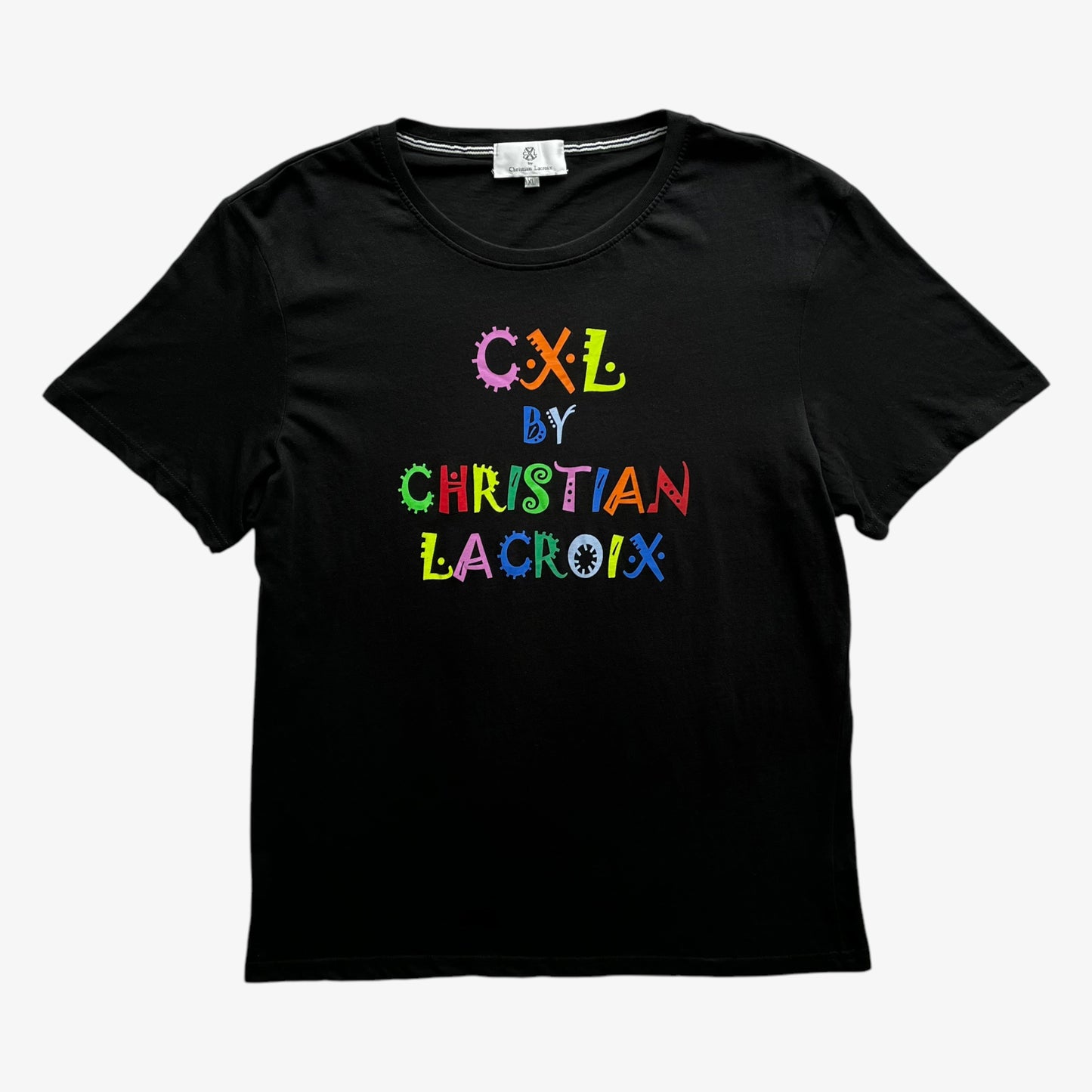 Mens Christian Lacroix CXL Colourful Spell Out Black T-Shirt - Casspios Dream 