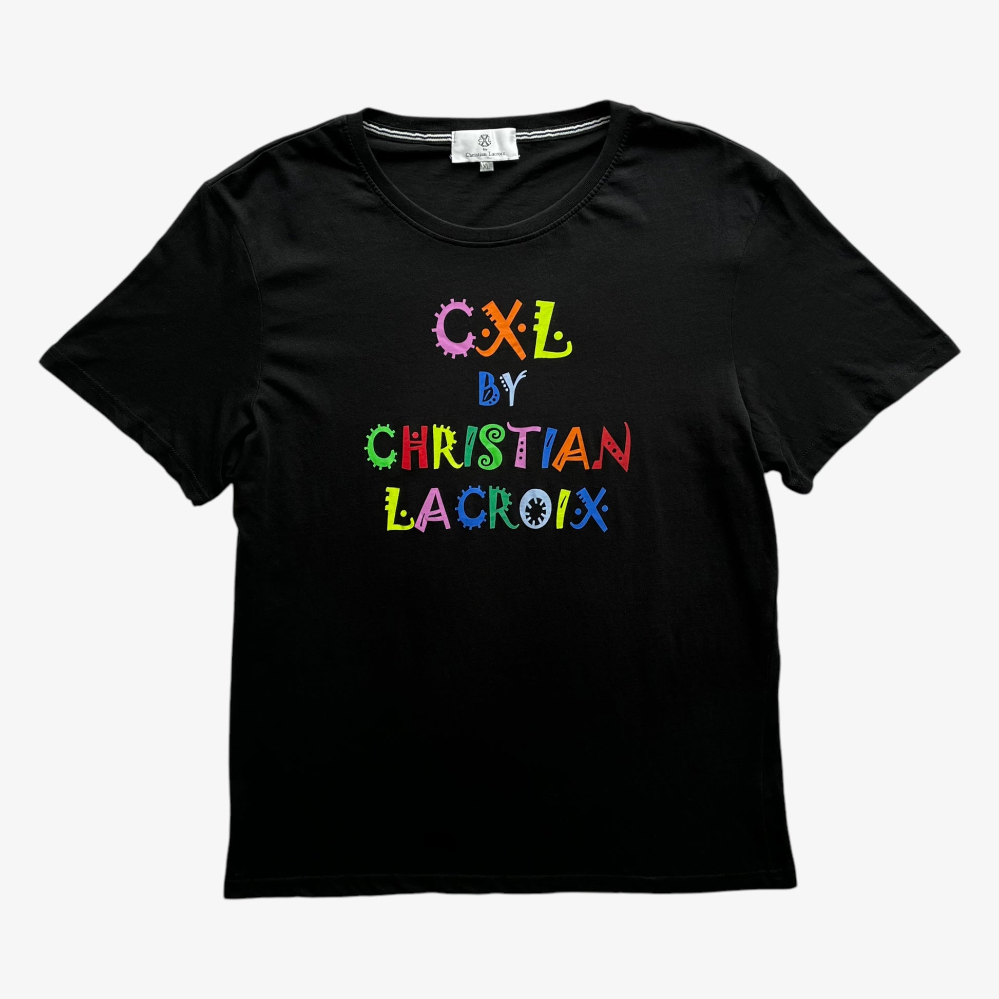 Mens Christian Lacroix CXL Colourful Spell Out Black T-Shirt - Casspios Dream 