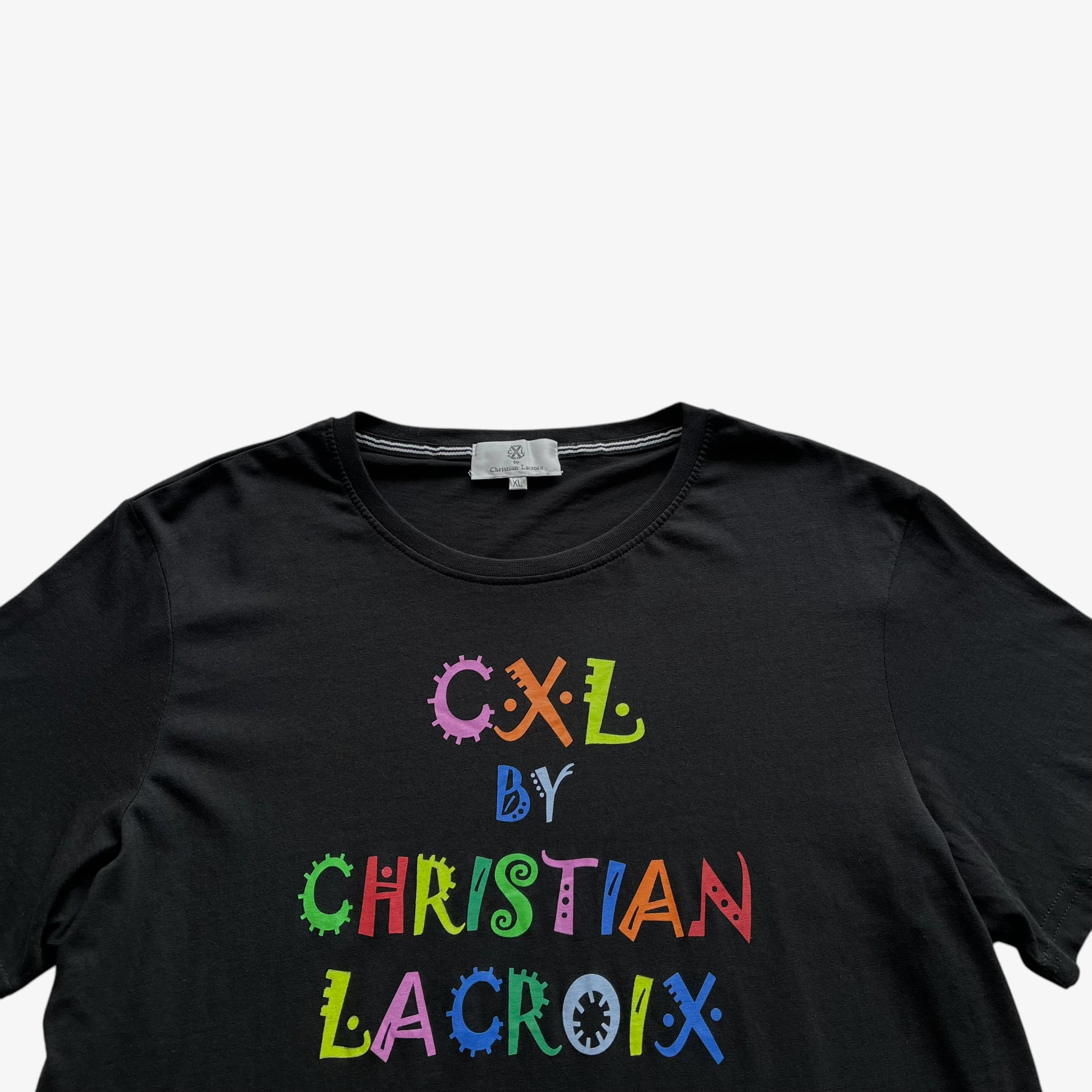 Mens Christian Lacroix CXL Colourful Spell Out Black T-Shirt Logo - Casspios Dream 