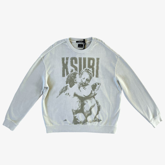 Men's Ksubi high lovers sweatshirt with a graphic print of two cherub angels and the brand name 'KSUBI' on the front.