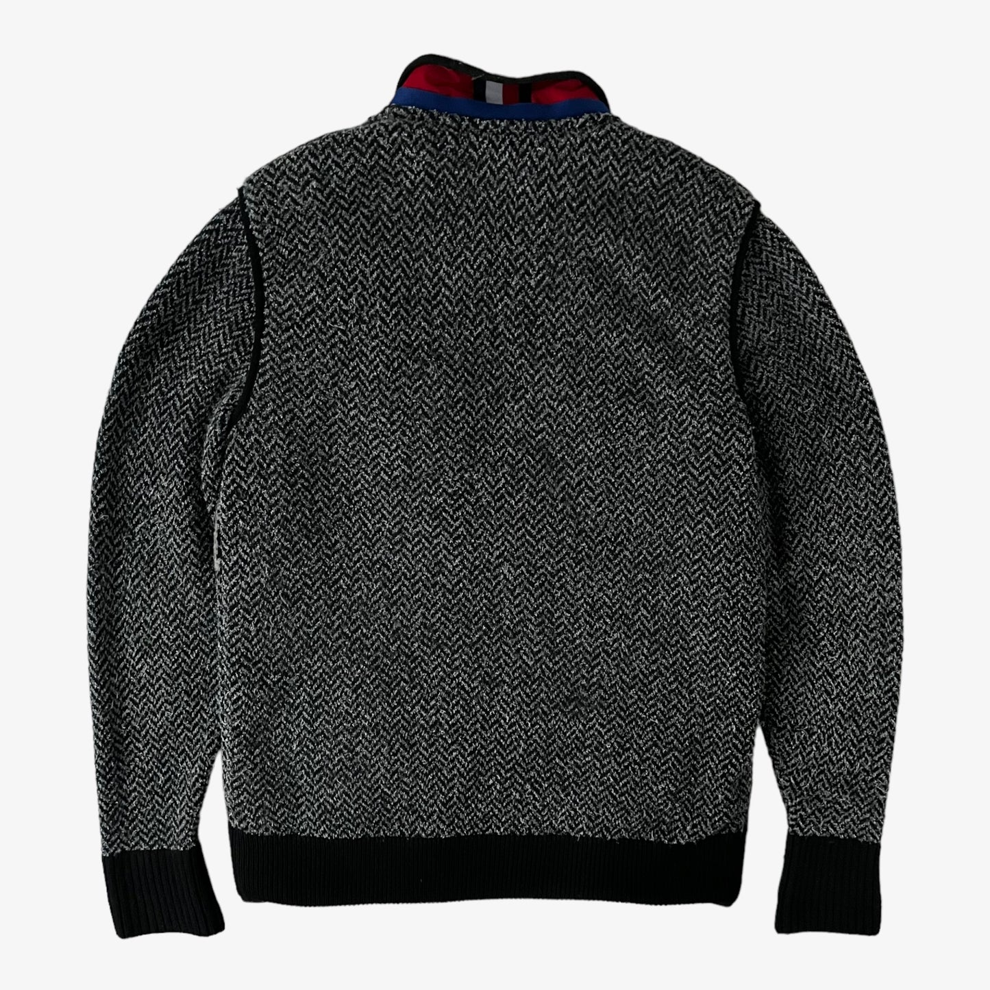 Mens Tommy Hilfiger Collection Abstract Patterned Grey Wool Fleece Jacket Back - Casspios Dream