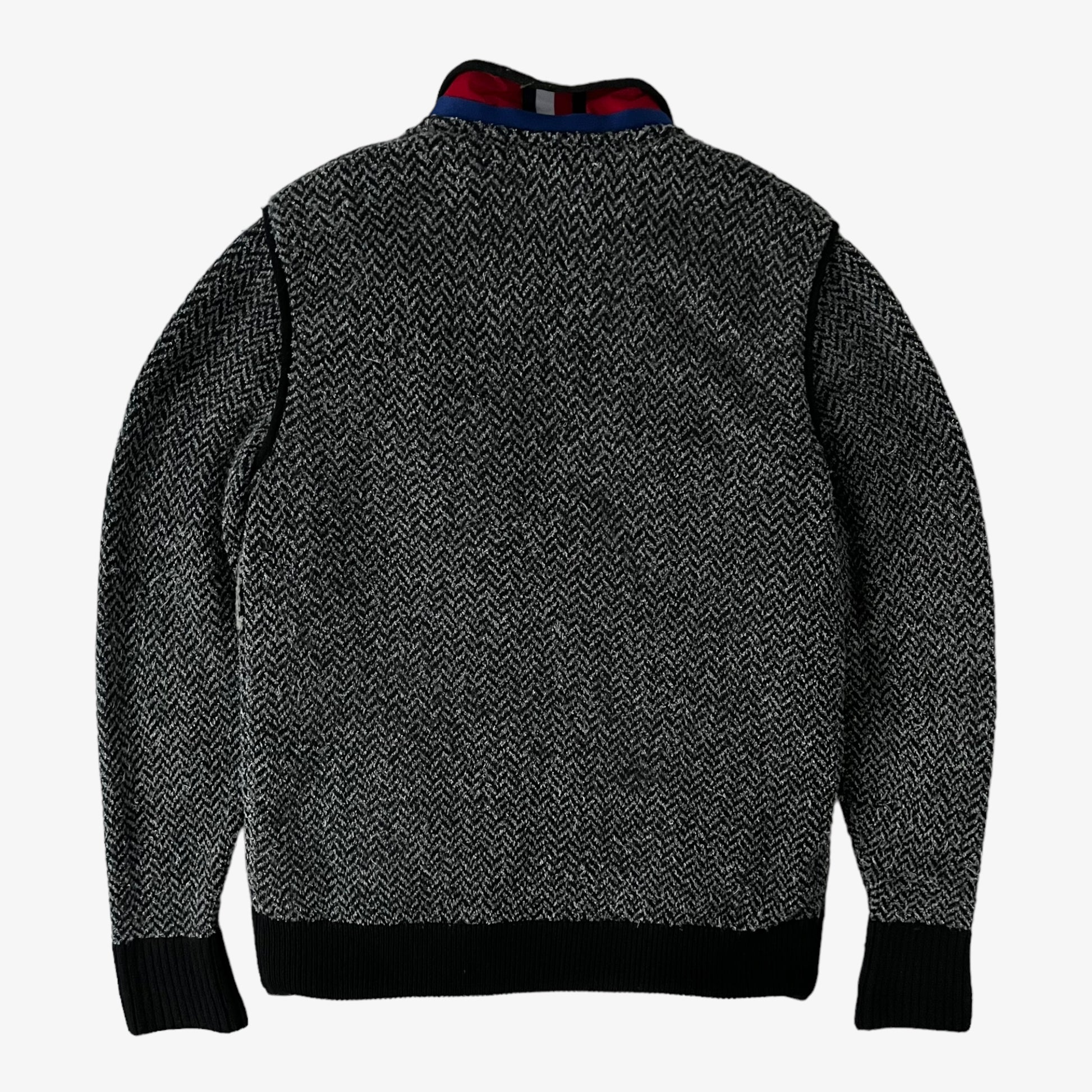 Mens Tommy Hilfiger Collection Abstract Patterned Grey Wool Fleece Jacket Back - Casspios Dream