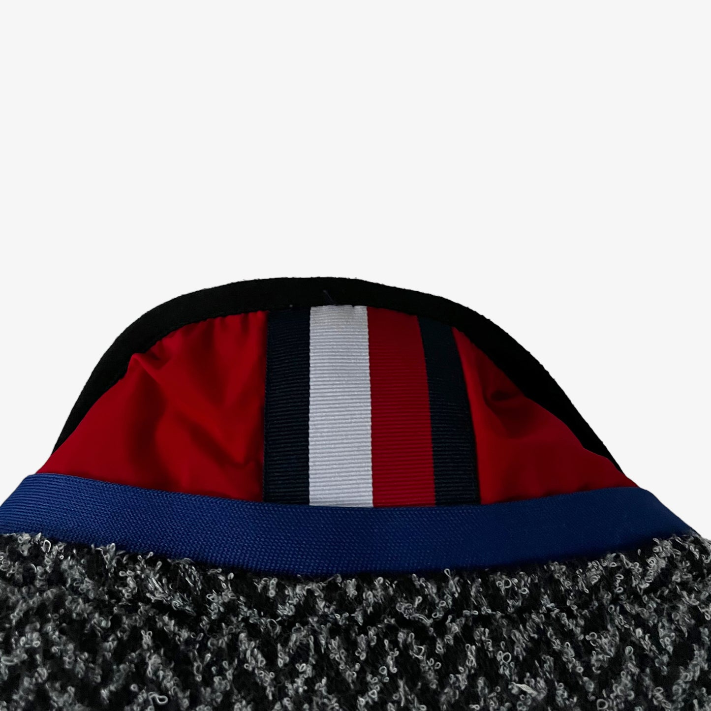 Mens Tommy Hilfiger Collection Abstract Patterned Grey Wool Fleece Jacket Collar - Casspios Dream