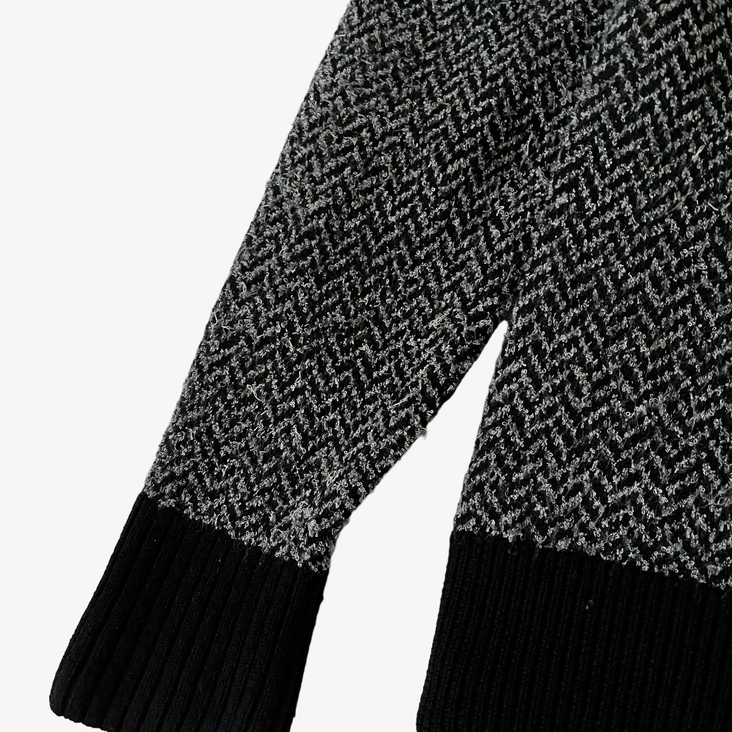 Mens Tommy Hilfiger Collection Abstract Patterned Grey Wool Fleece Jacket Sleeve - Casspios Dream