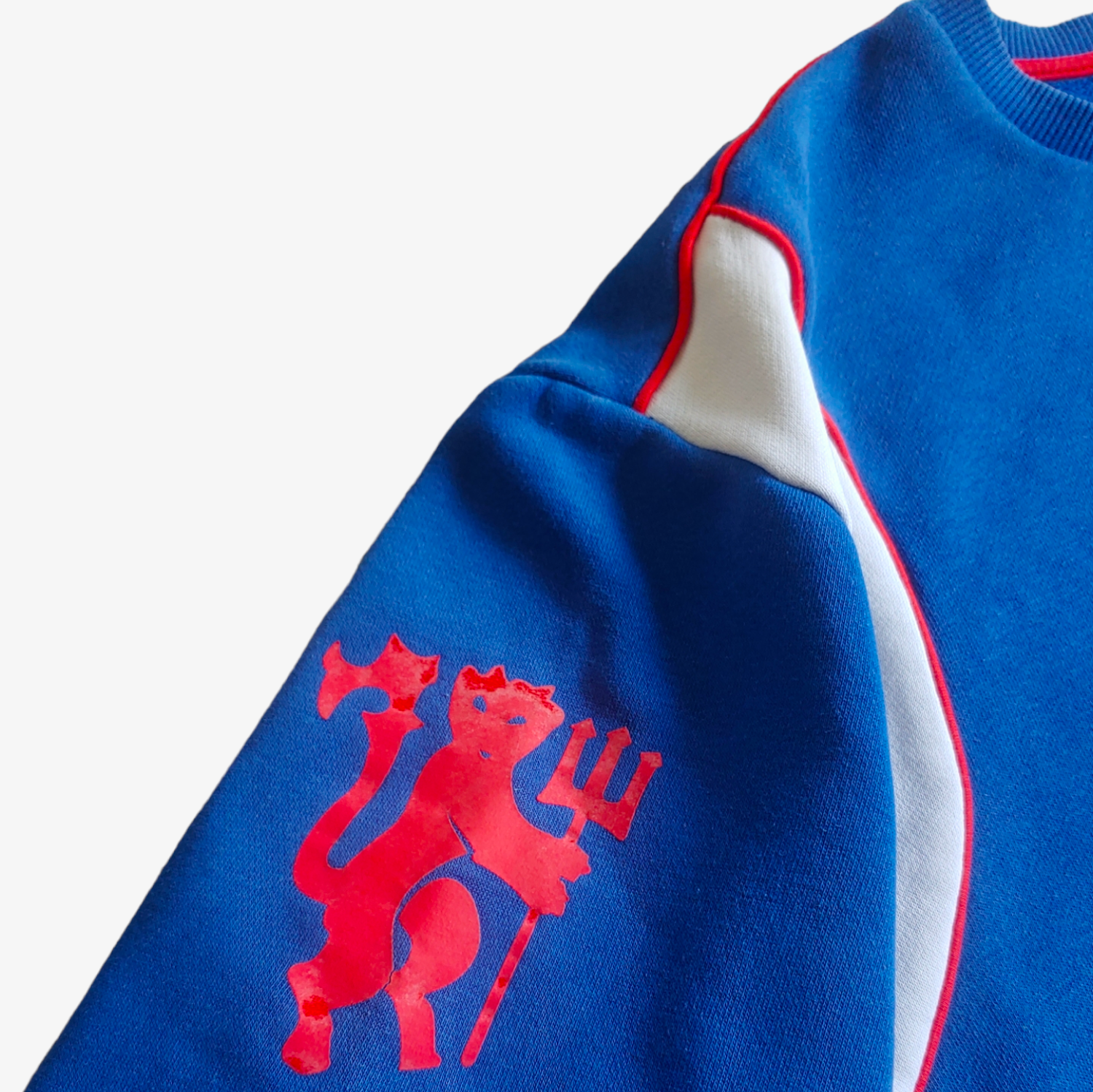Retro Adidas Originals Manchester United Football Club Blue Crewneck Sweatshirt Crest - Casspios Dream