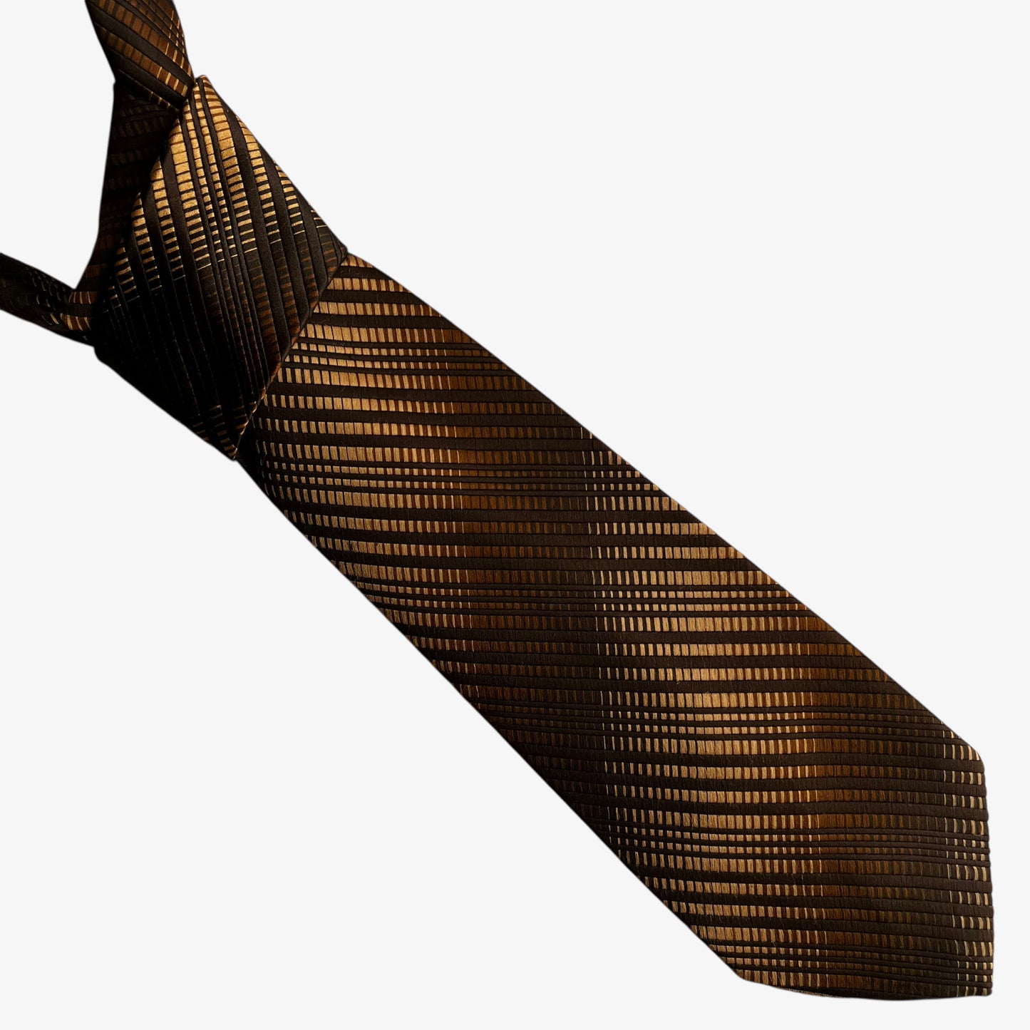 Vintage 60s Cartier Gold And Brown Striped Silk Tie - Casspios Dream