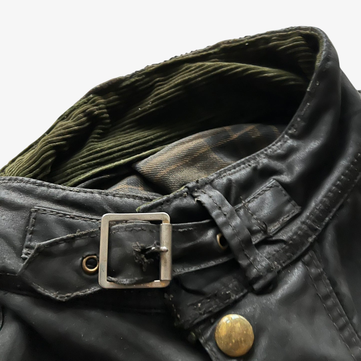 Vintage 60s Mens Belstaff Trailmaster Khaki Waxed Jacket Collar - Casspios Dream