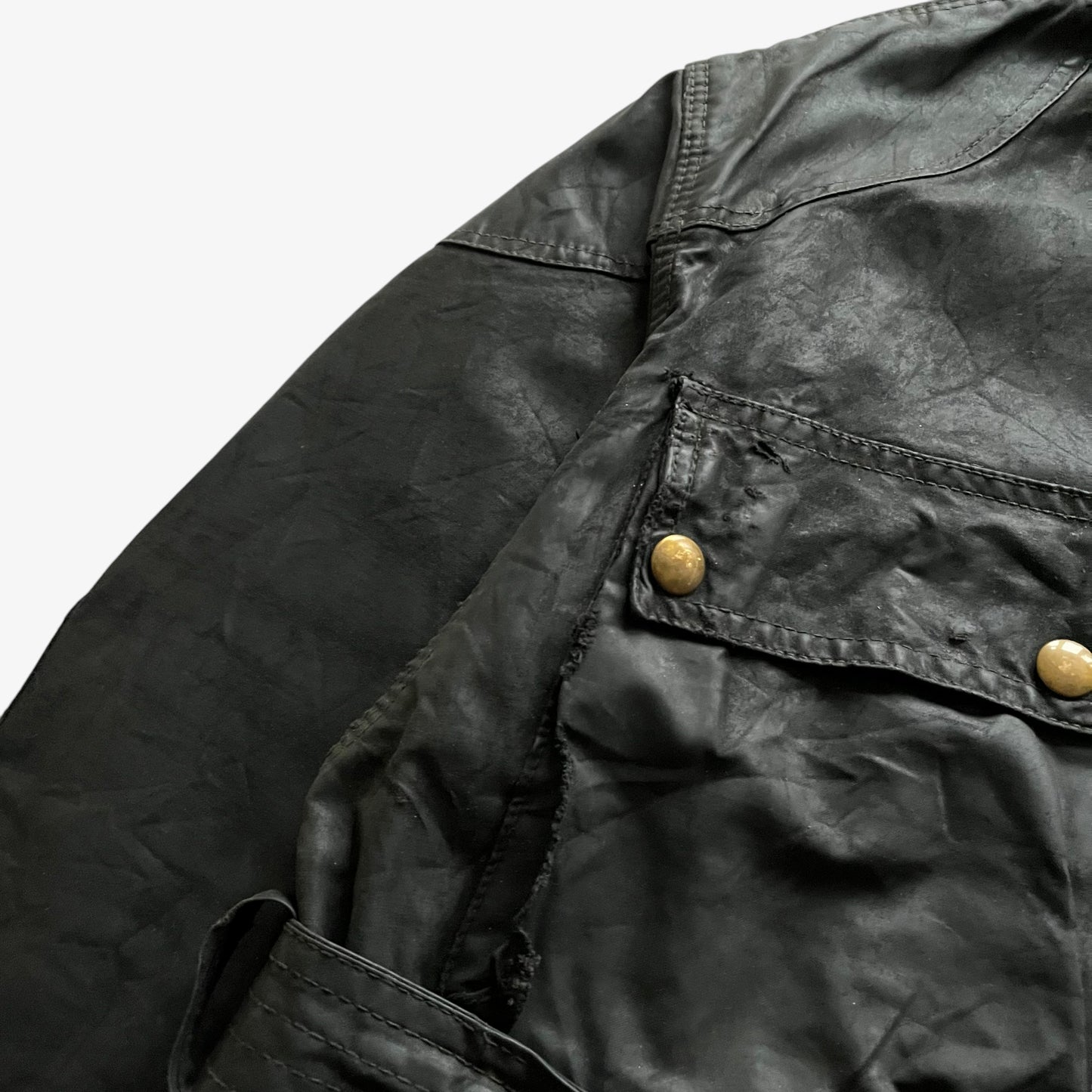 Vintage 60s Mens Belstaff Trailmaster Khaki Waxed Jacket Pocket - Casspios Dream