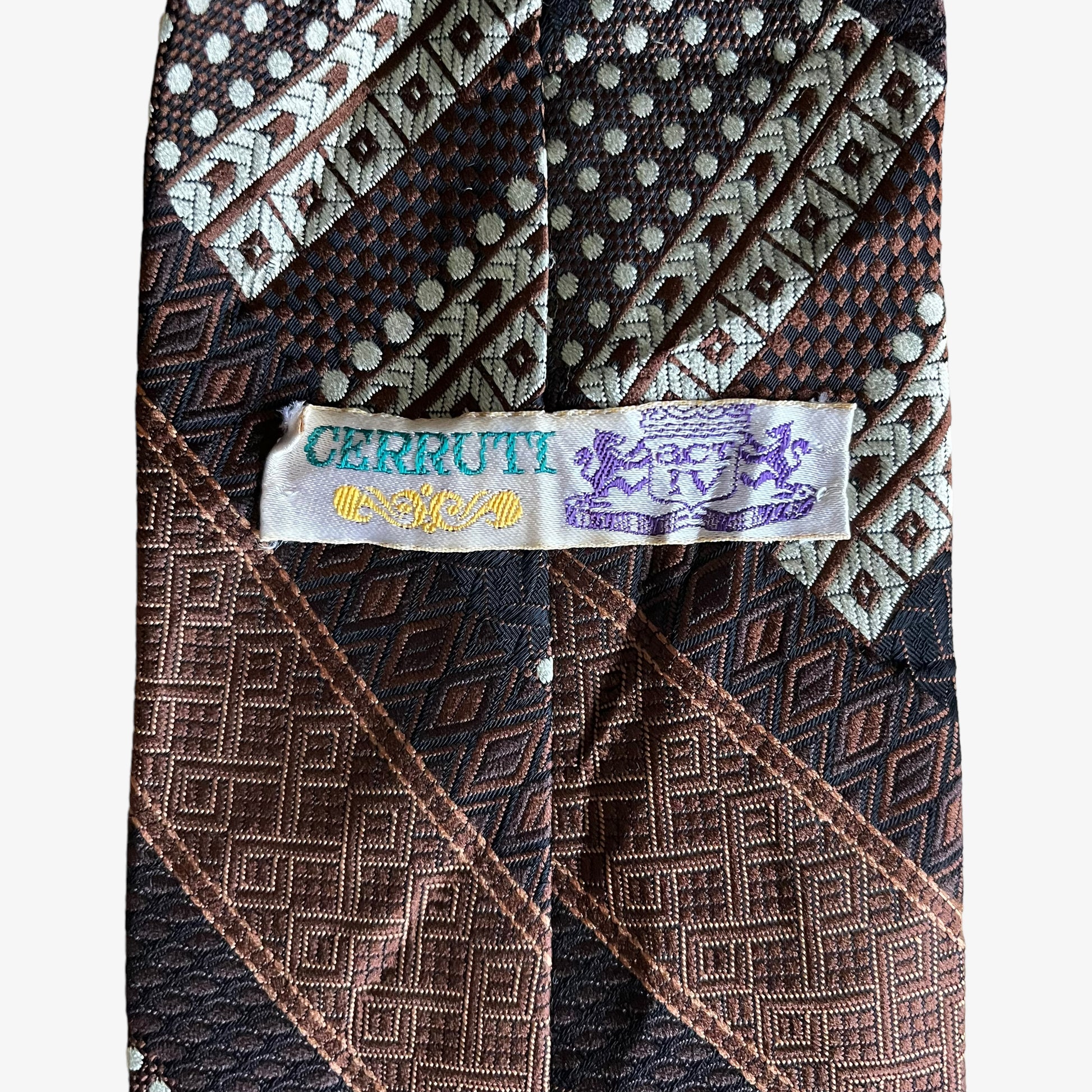 Vintage 70s Cerruti Abstract Print Silk Tie Label - Casspios Dream 