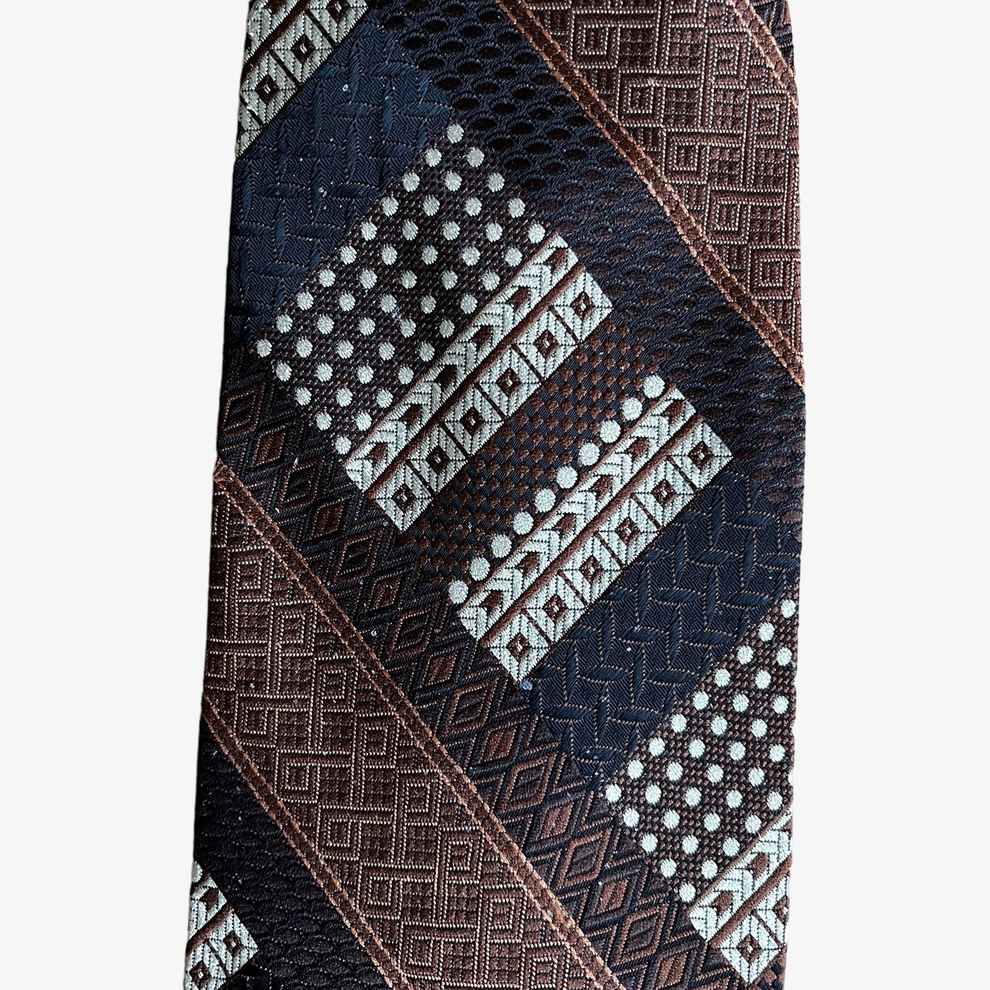 Vintage 70s Cerruti Abstract Print Silk Tie Striped - Casspios Dream 