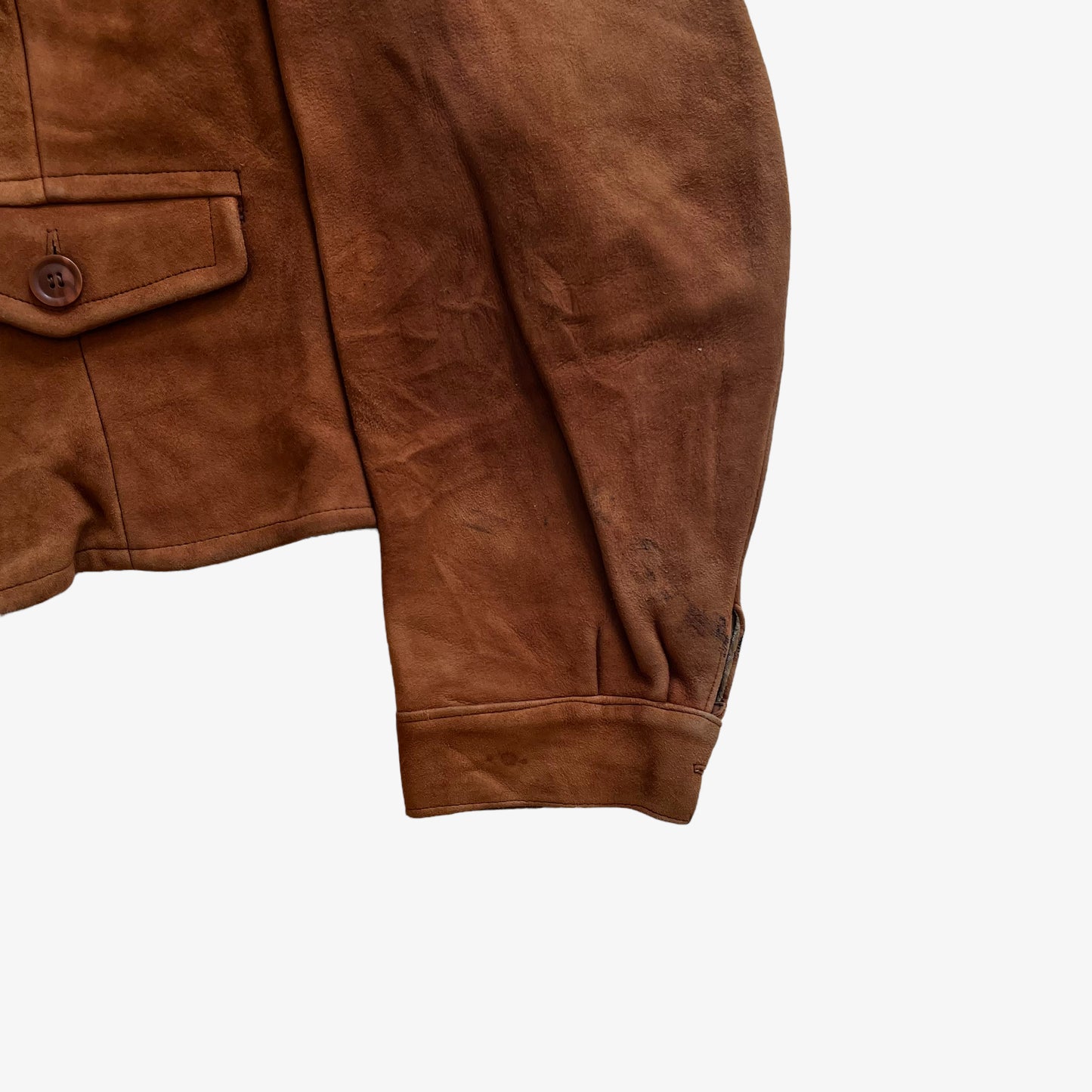 Vintage 70s Mens Anbro Malung Brown Leather Jacket Sleeve - Casspios Dream