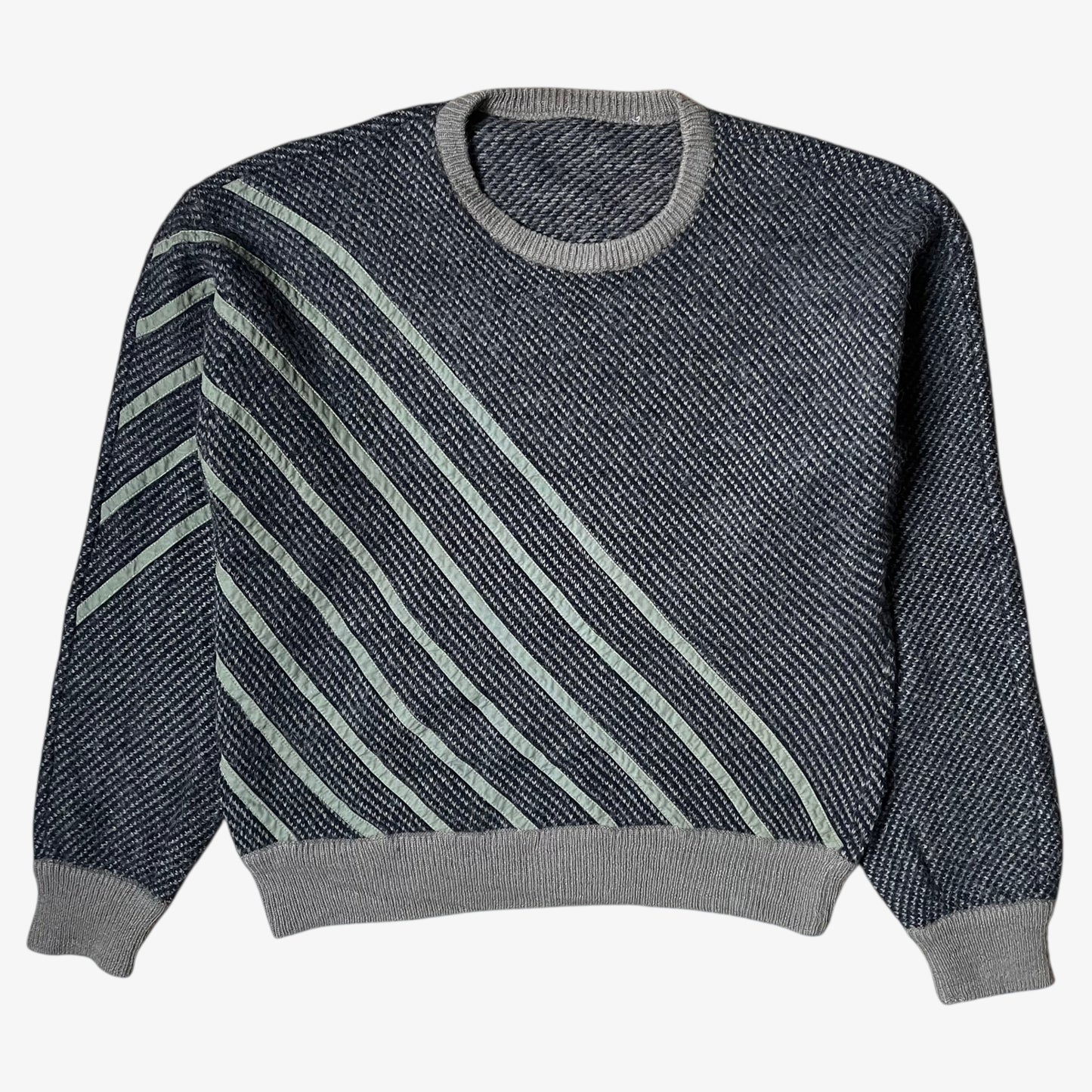 Vintage 70s men's Maurizio alpaca and wool blend striped brown jumper.