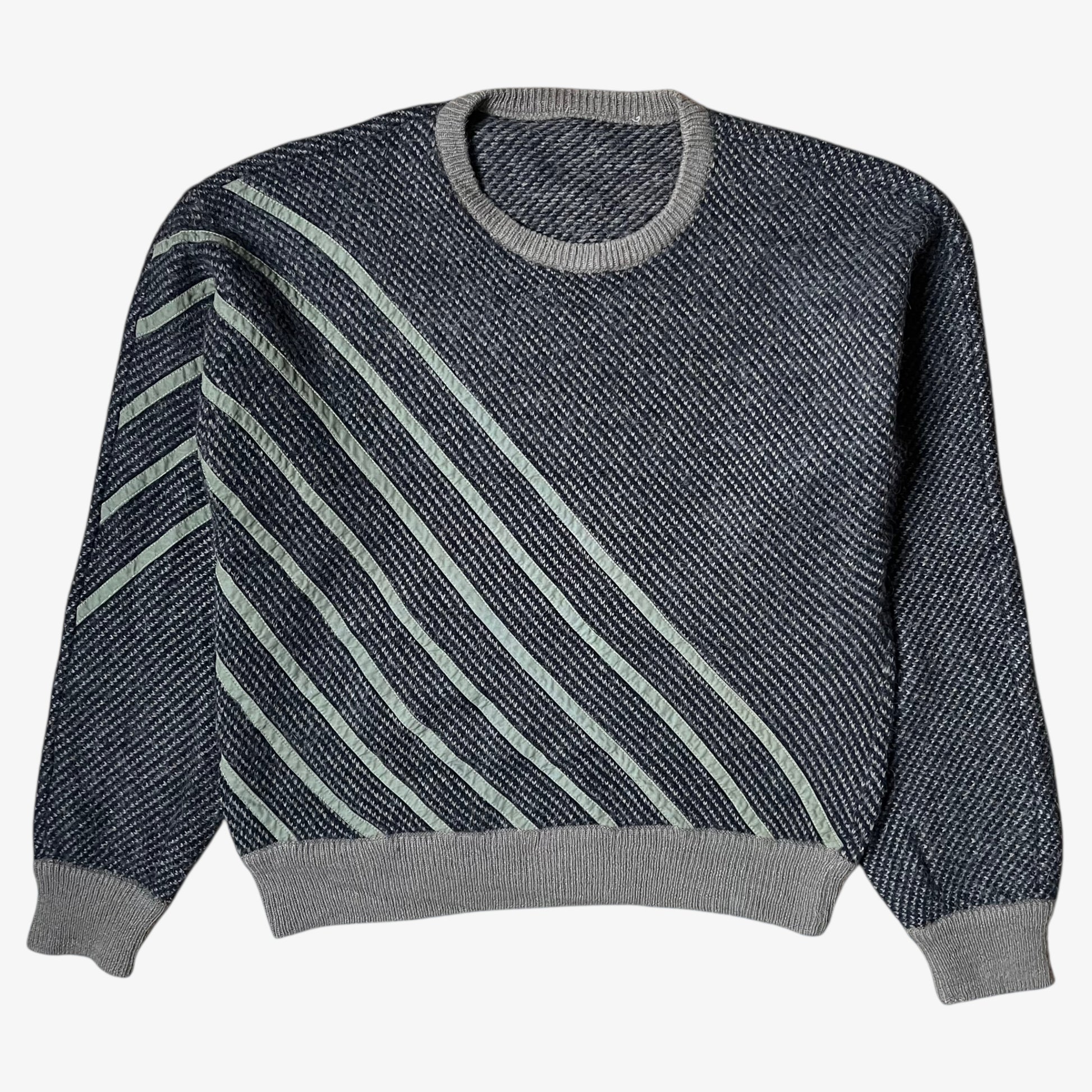 Vintage 70s men's Maurizio alpaca and wool blend striped brown jumper.