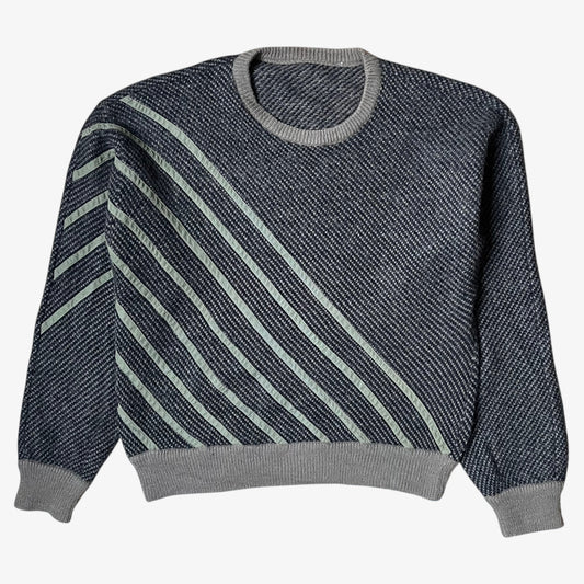 Vintage 70s men's Maurizio alpaca and wool blend striped brown jumper.