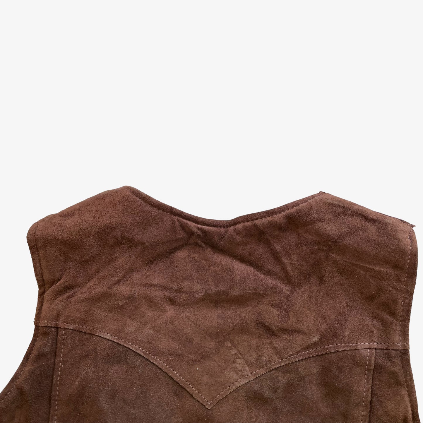 Vintage 70s Mens Schott Rancher Brown Leather Waistcoat Collar - Casspios Dream