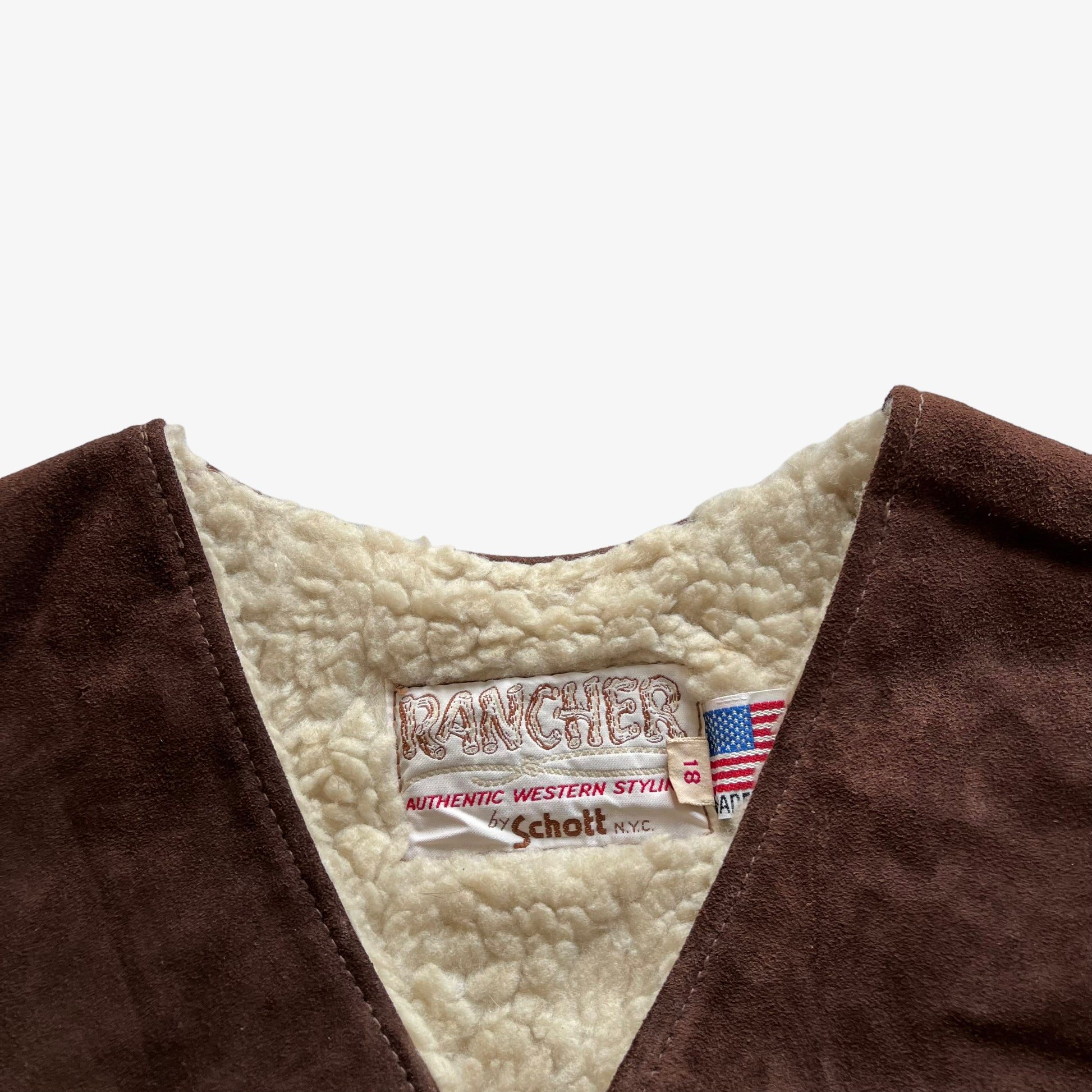 Vintage 70s Mens Schott Rancher Brown Leather Waistcoat Label - Casspios Dream