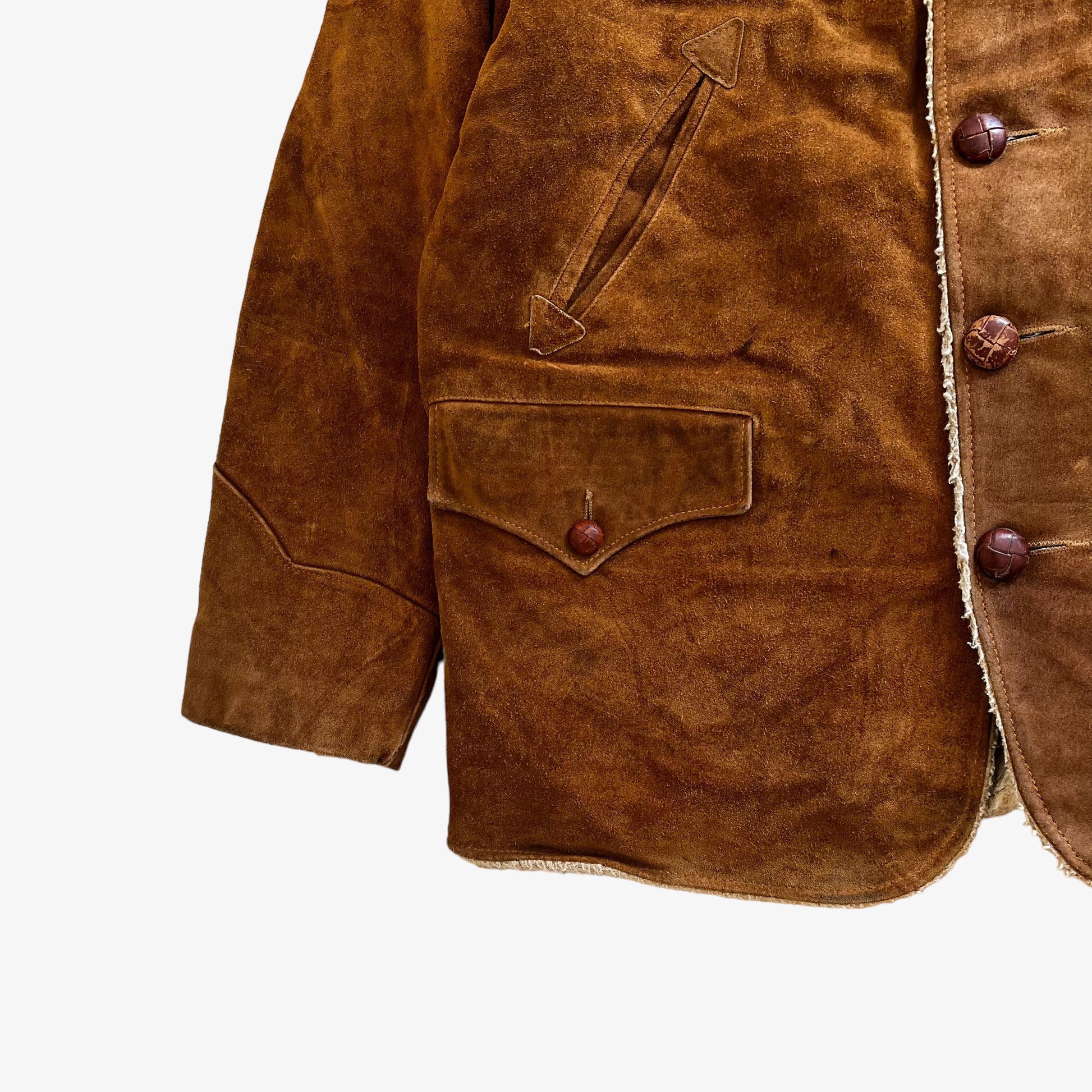 Vintage 70s Mens Schott Western Brown Leather Jacket Pocket - Casspios Dream
