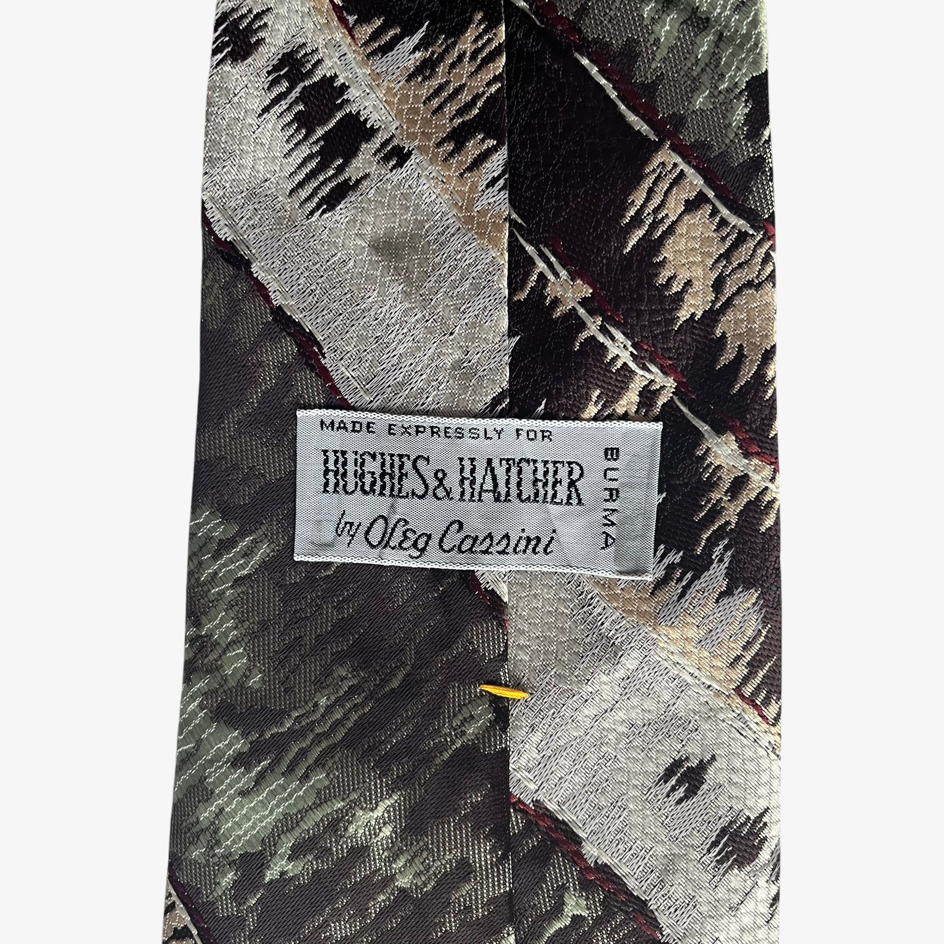 Vintage 70s Oleg Cassini Hughes And Hatcher Abstract Striped Polyester Tie Label - Casspios Dream