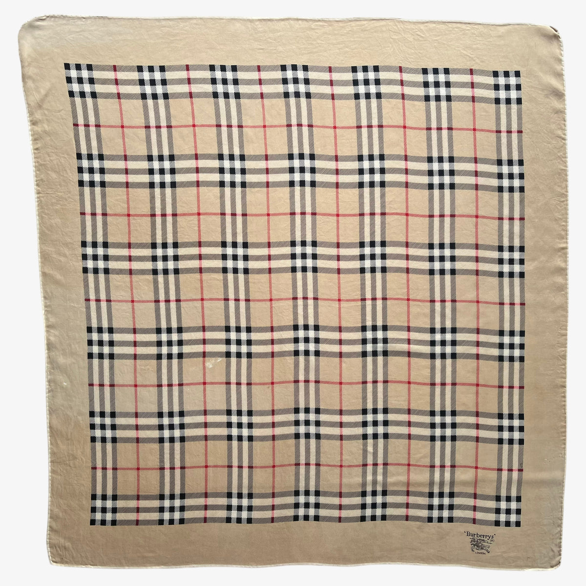 Women's vintage 80s Burberry London nova check print silk scarf.
