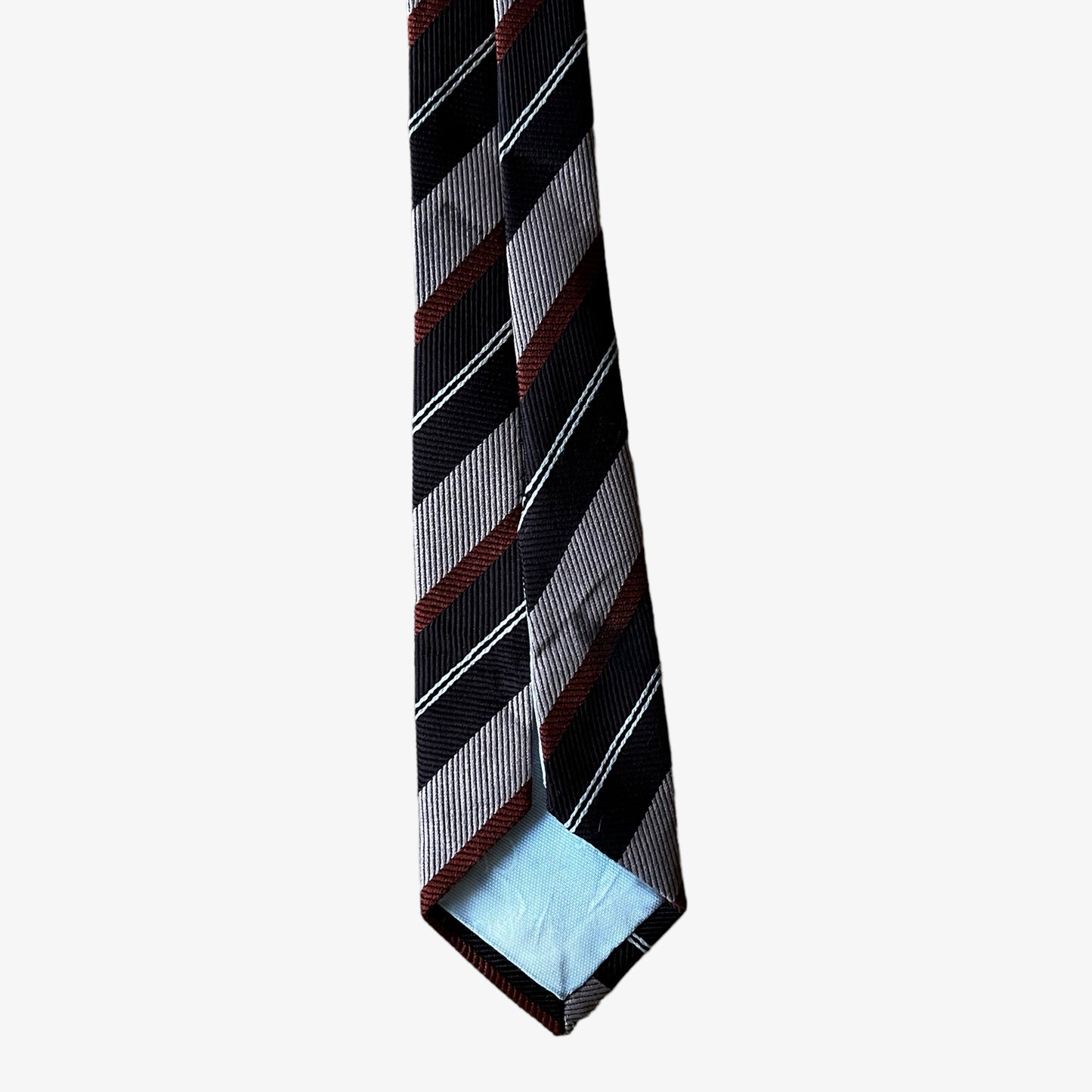 Vintage 80s Christian Dior Brown Striped Silk Tie Wear - Casspios Dream