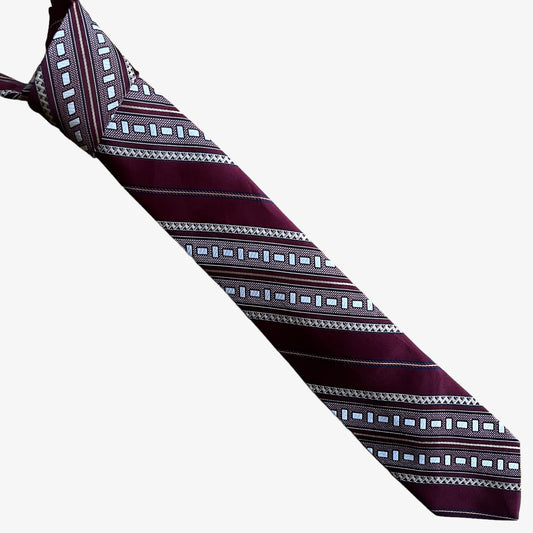 Vintage 80s Christian Dior Monsieur Abstract Floral Striped Silk Tie - Casspios Dream