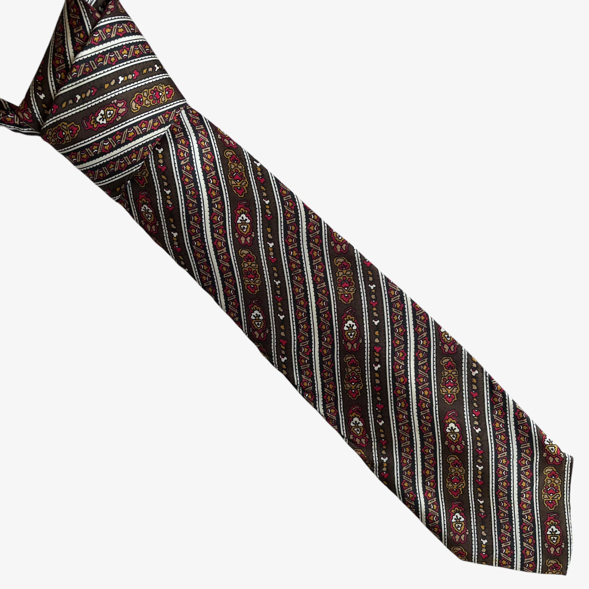 Vintage 80s Christian Dior Cravates Abstract Striped Silk Tie - Casspios Dream