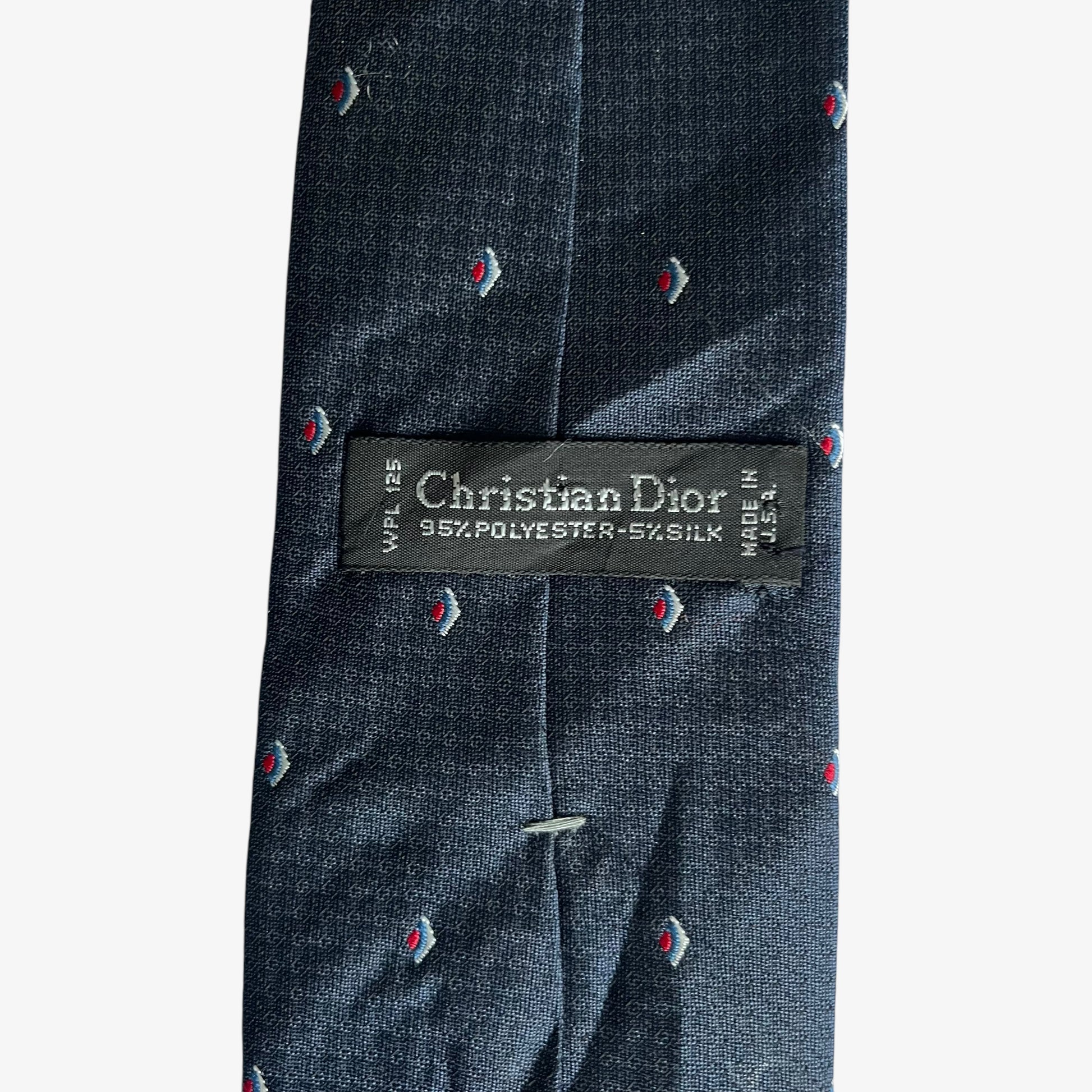 Vintage 80s Christian Dior Geometric Print Silk Blend Tie Label - Casspios Dream