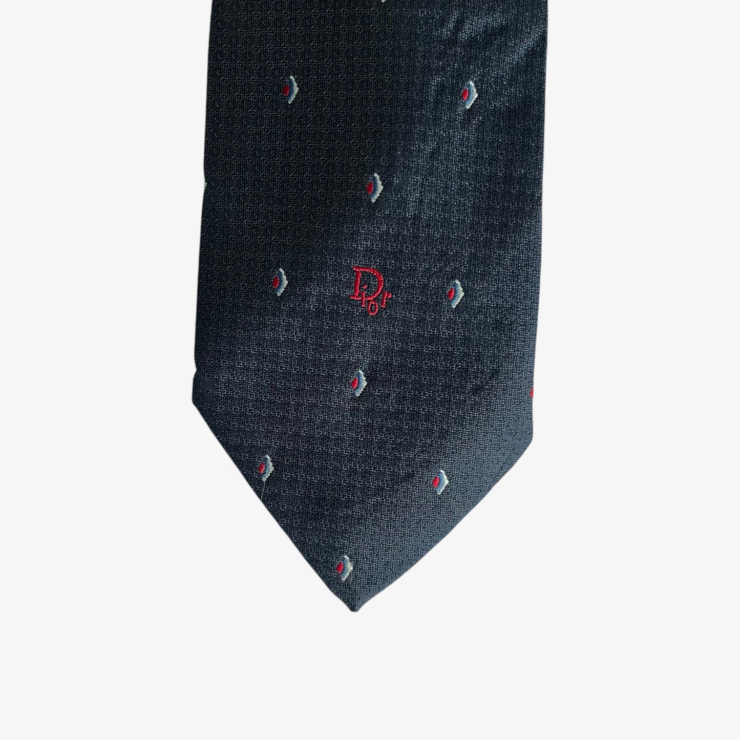 Vintage 80s Christian Dior Geometric Print Silk Blend Tie Logo - Casspios Dream