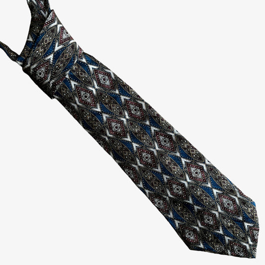 Vintage 80s Christian Dior Monsieur Abstract Geometric Print Silk Tie - Casspios Dream