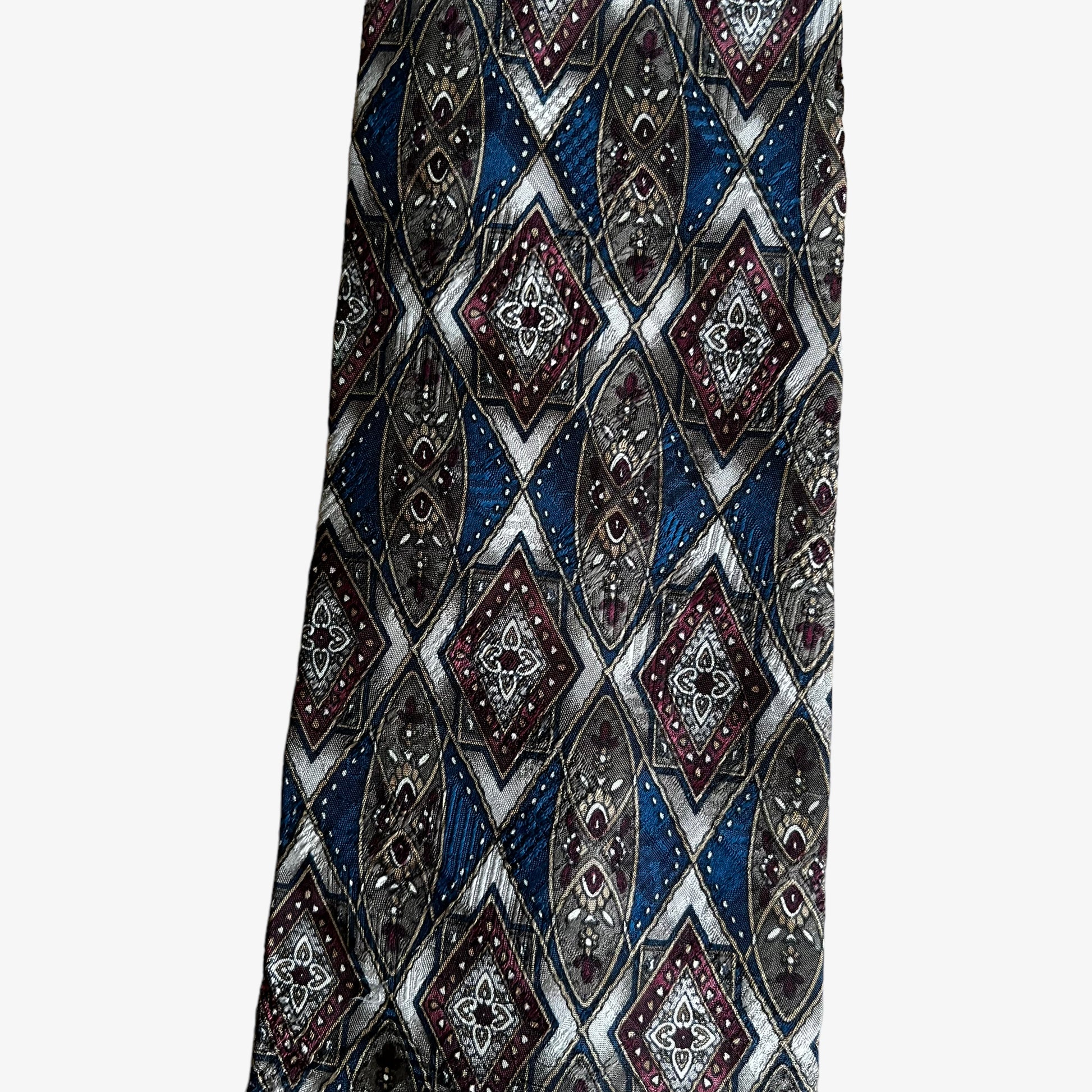 Vintage 80s Christian Dior Monsieur Abstract Geometric Print Silk Tie Retro - Casspios Dream