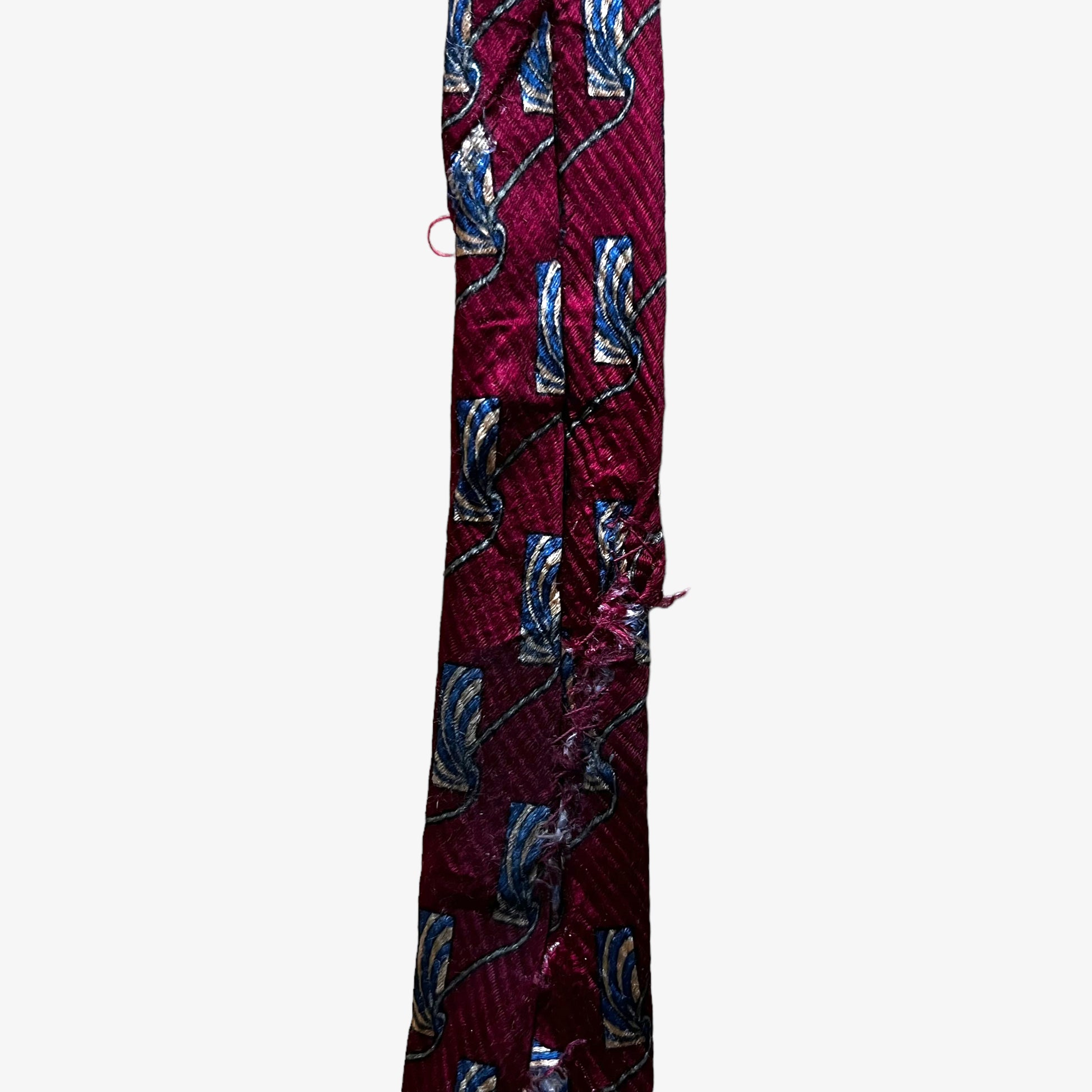 Vintage 80s Christian Dior Monsieur Abstract Geometric Red Silk Tie Accessory - Casspios Dream