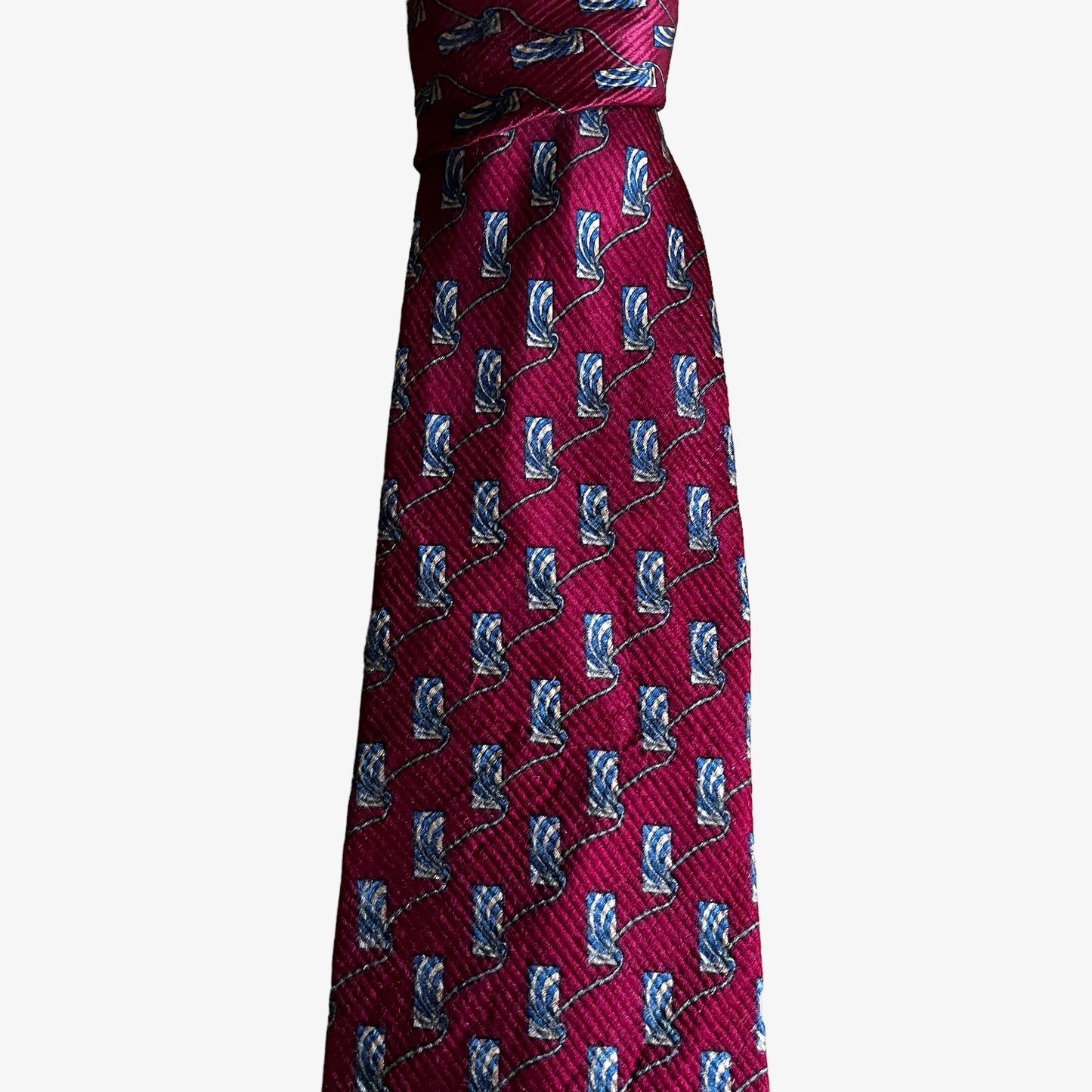 Vintage 80s Christian Dior Monsieur Abstract Geometric Red Silk Tie Design - Casspios Dream