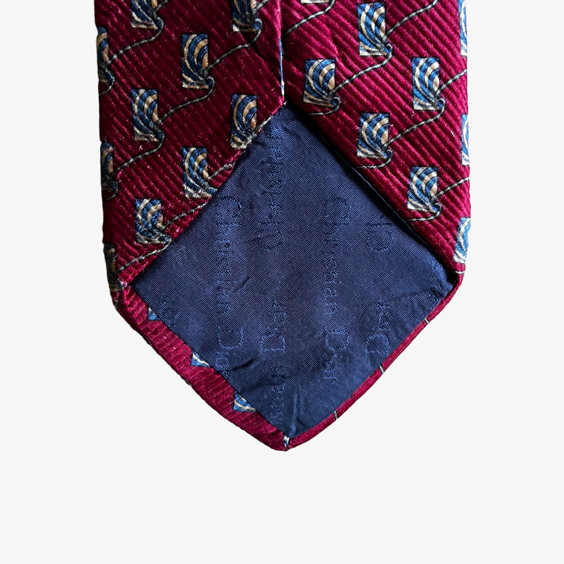 Vintage 80s Christian Dior Monsieur Abstract Geometric Red Silk Tie Logo - Casspios Dream