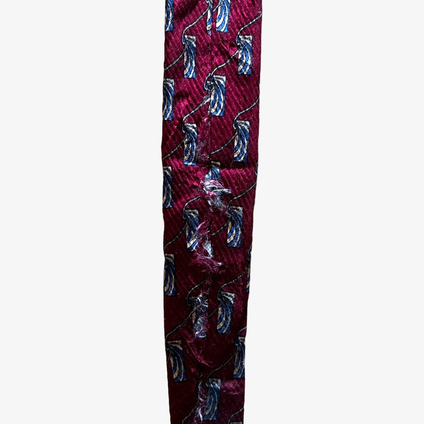 Vintage 80s Christian Dior Monsieur Abstract Geometric Red Silk Tie Marks - Casspios Dream