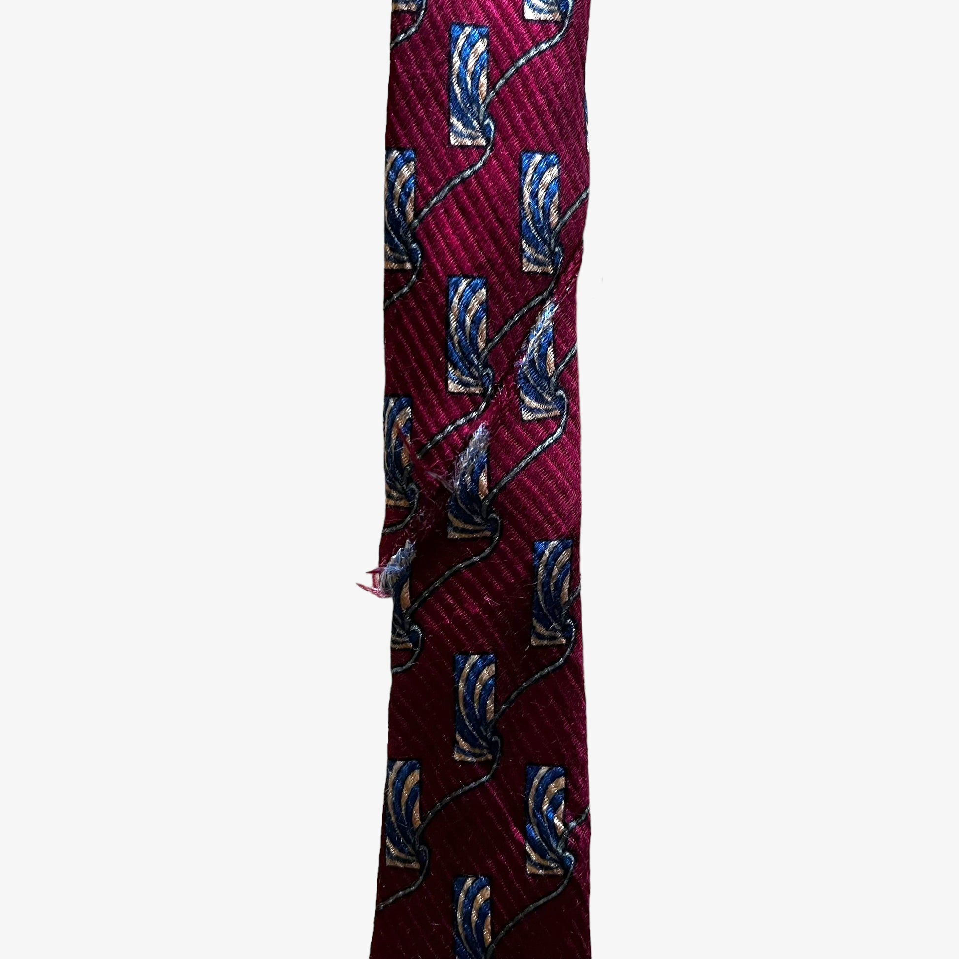 Vintage 80s Christian Dior Monsieur Abstract Geometric Red Silk Tie Neck - Casspios Dream