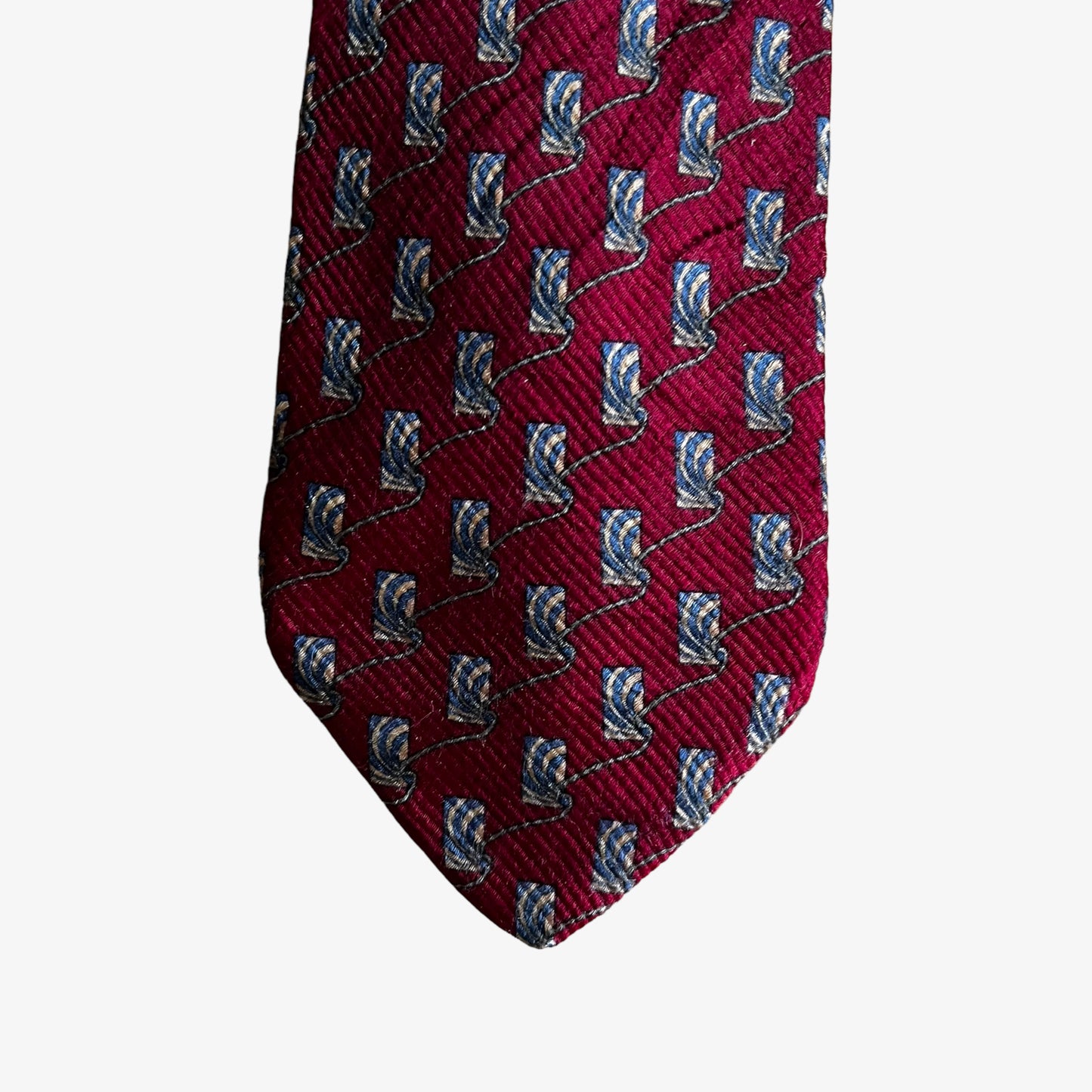 Vintage 80s Christian Dior Monsieur Abstract Geometric Red Silk Tie Pattern - Casspios Dream