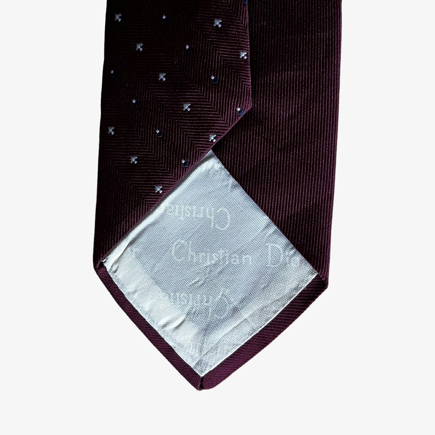 Christian Dior Monsieur Geometric Print Burgundy Tie Spell Out - Casspios Dream