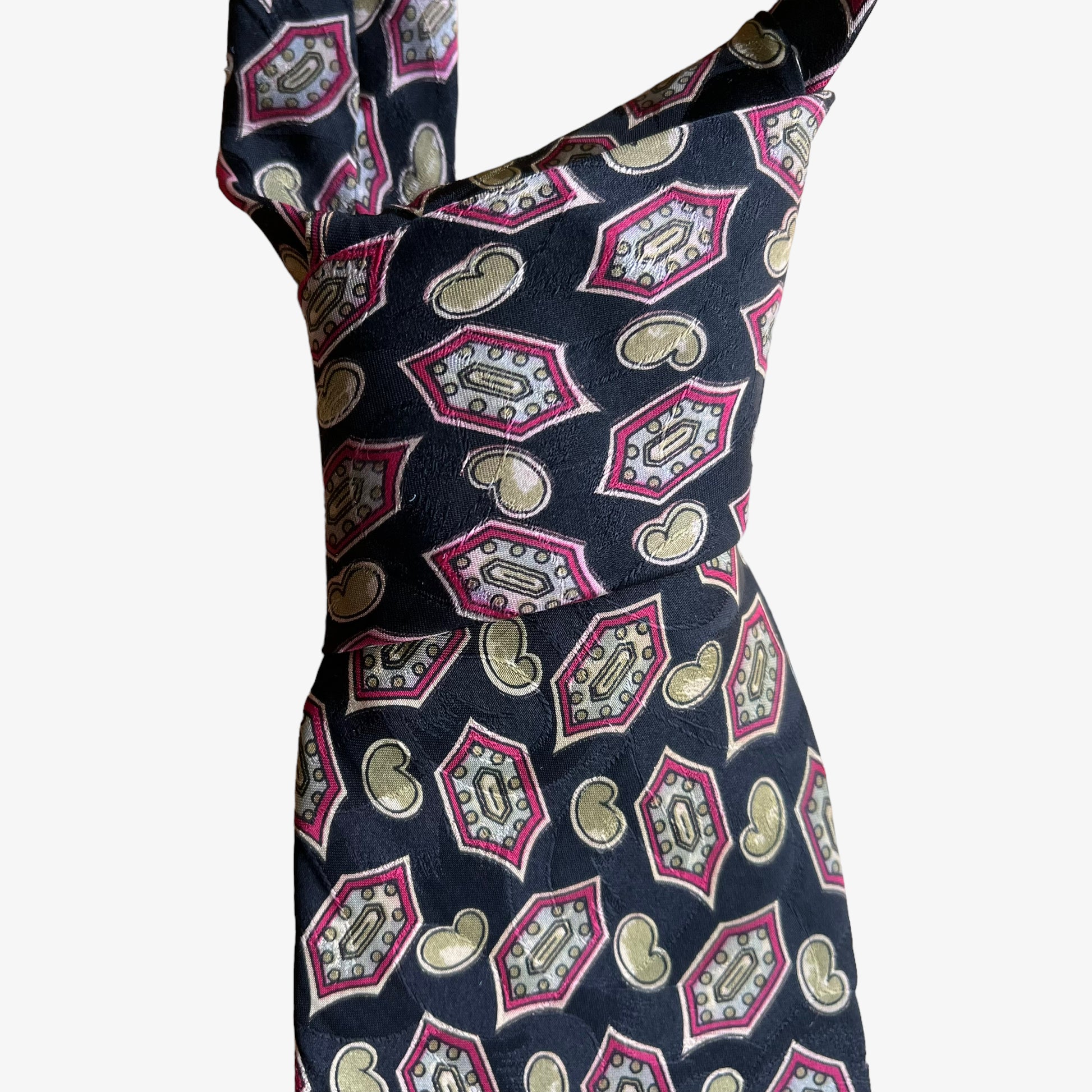 Knotted vintage 80s Christian Dior monsieur paisley print silk tie.