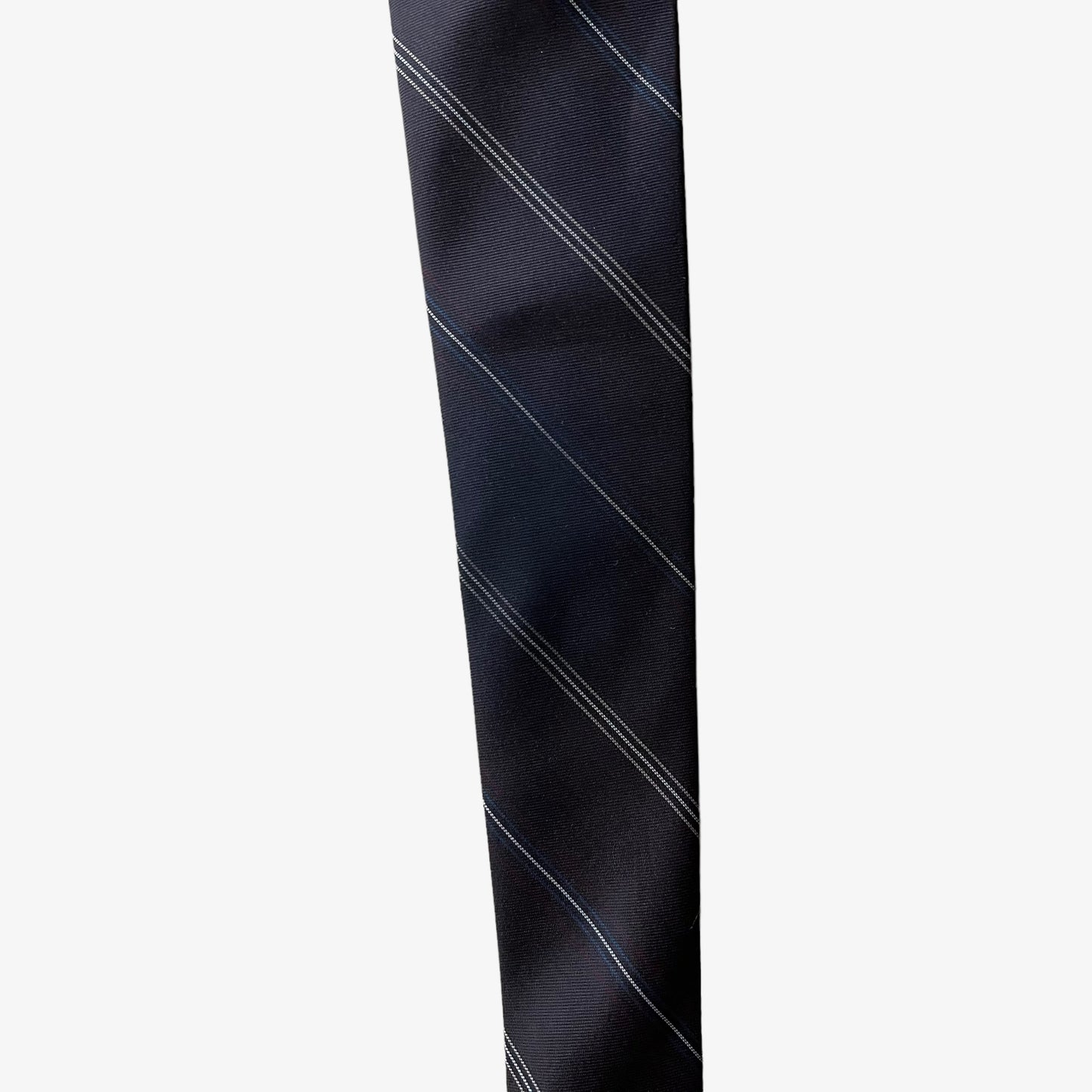 Vintage 80s Christian Dior Striped Silk Tie With Embroidered Spell Out Neck - Casspios Dream
