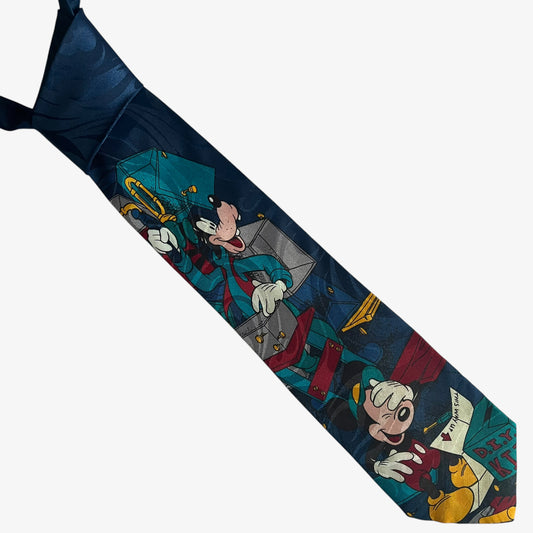 Vintage 80s Disney Mickey Mouse And Goofy Print Polyester Tie - Casspios Dream