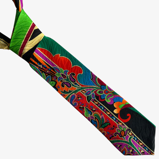 Vintage 80s Evan Picone Abstract Floral And Paisley Print Colourful Silk Tie - Casspios Dream