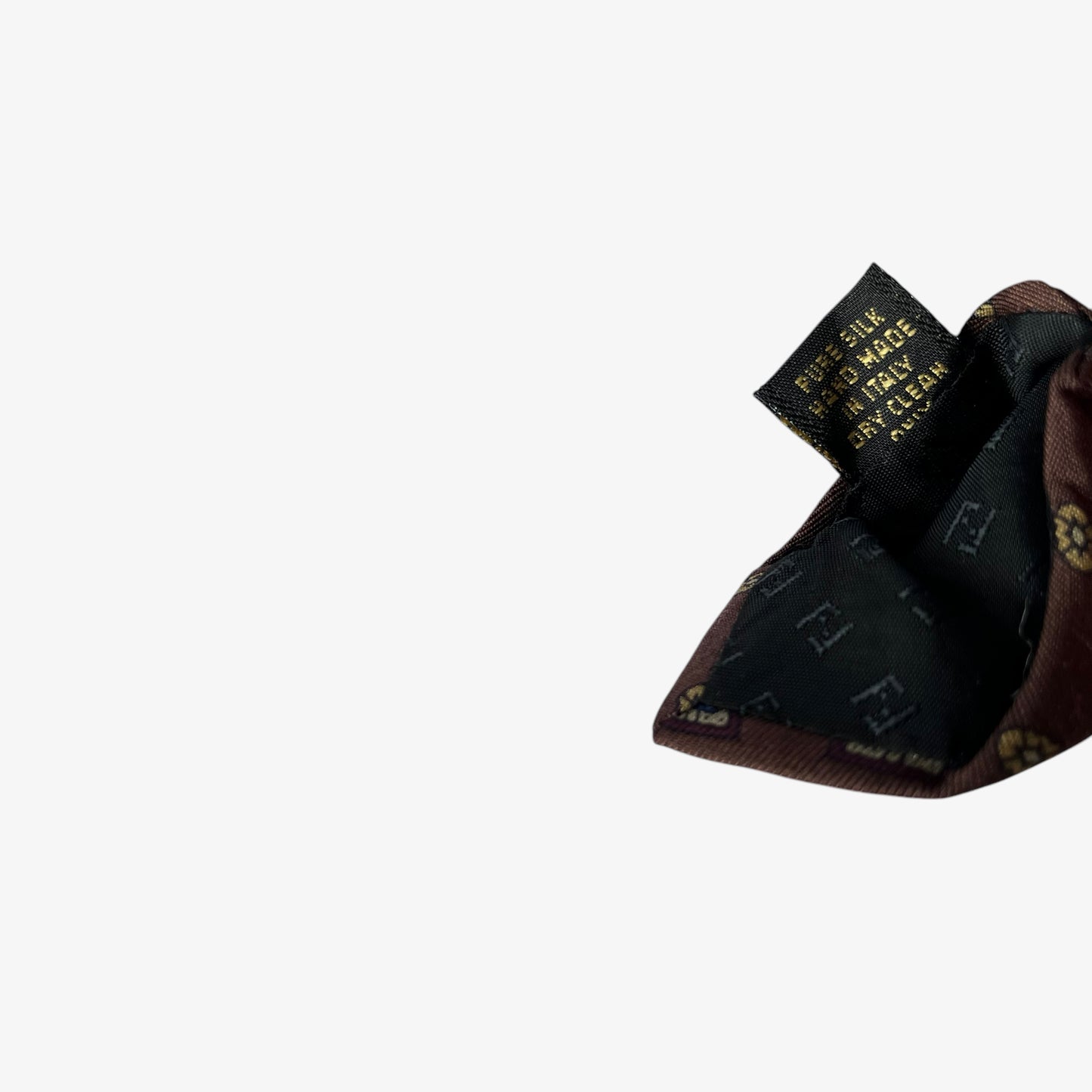 Vintage 80s Fendi Roma Geometric Print Brown Silk Tie Made In Italy - Casspios Dream