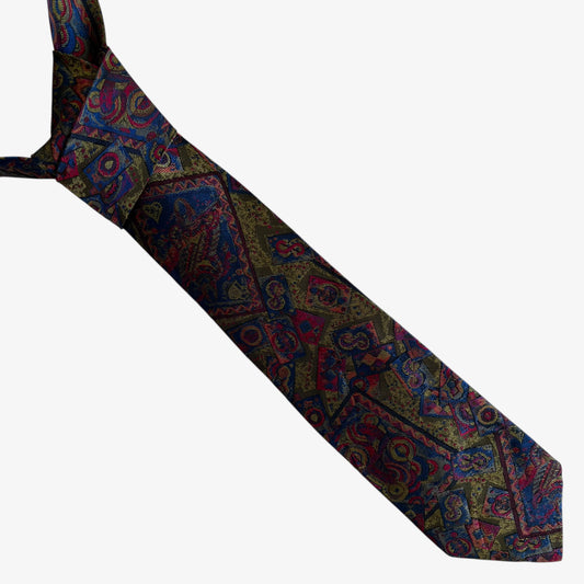 Vintage 80s Gianni Versace Abstract Print Green Silk Tie - Casspios Dream