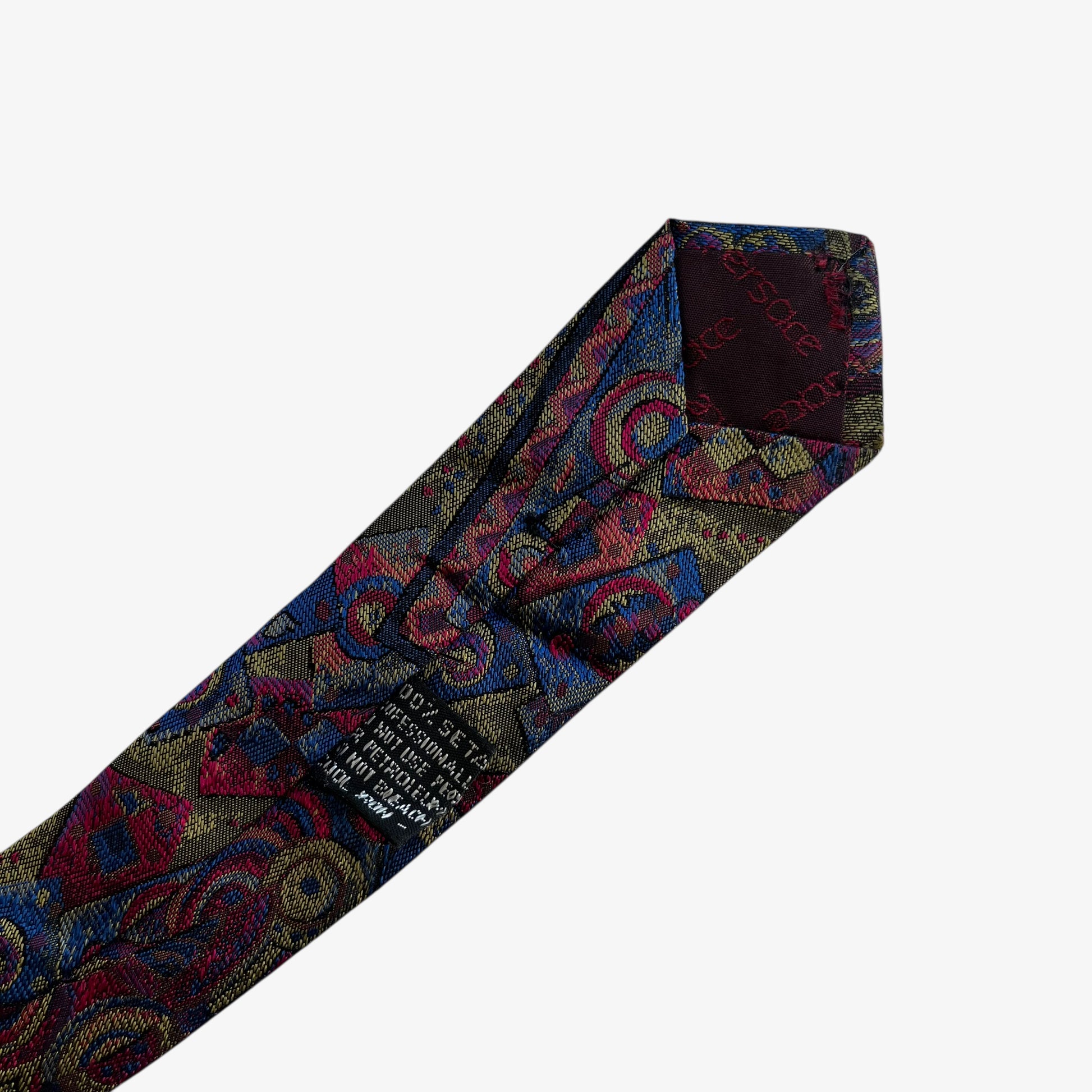 Vintage 80s Gianni Versace Abstract Print Green Silk Tie Made In Italy - Casspios Dream
