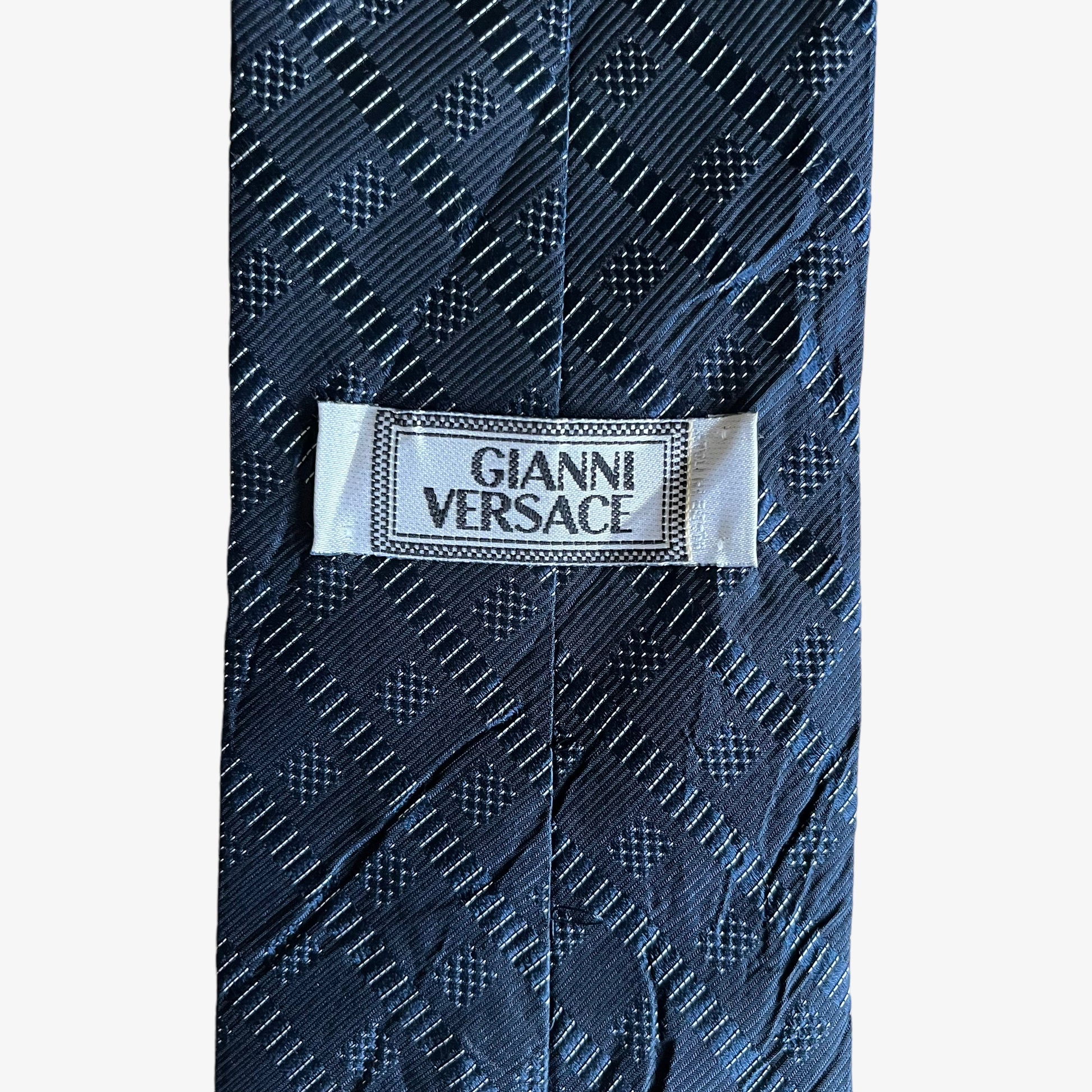 Vintage 80s Gianni Versace Abstract Striped Silk Tie Label - Casspios Dream