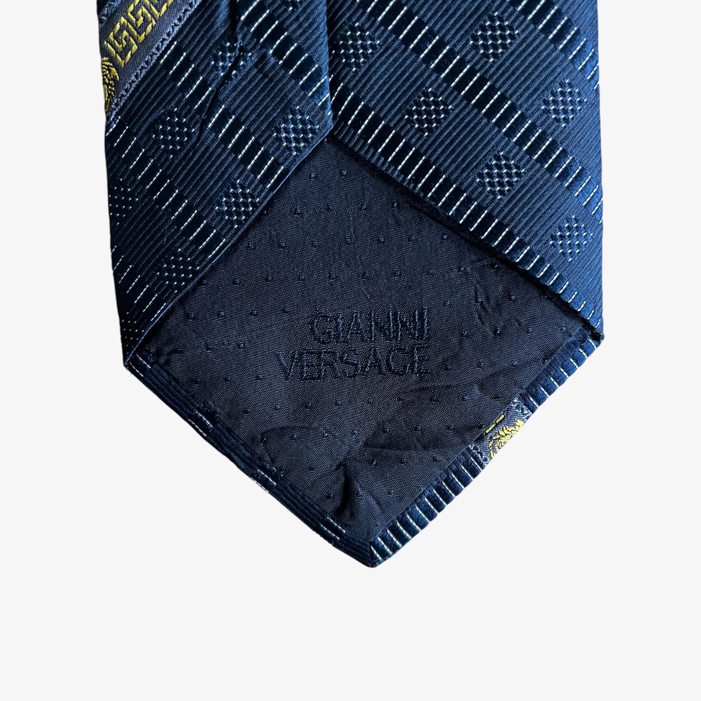 Vintage 80s Gianni Versace Abstract Striped Silk Tie Logo - Casspios Dream