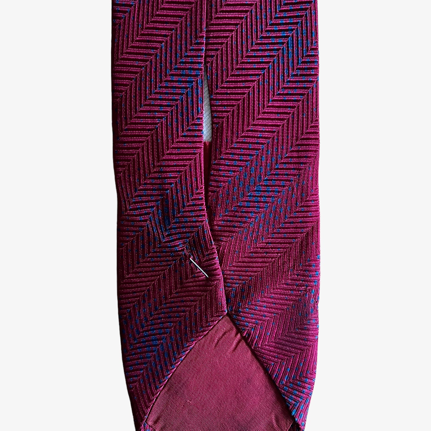 Vintage 80s Giorgio Armani Red & Blue Abstract Print Silk Tie Wear - Casspios Dream