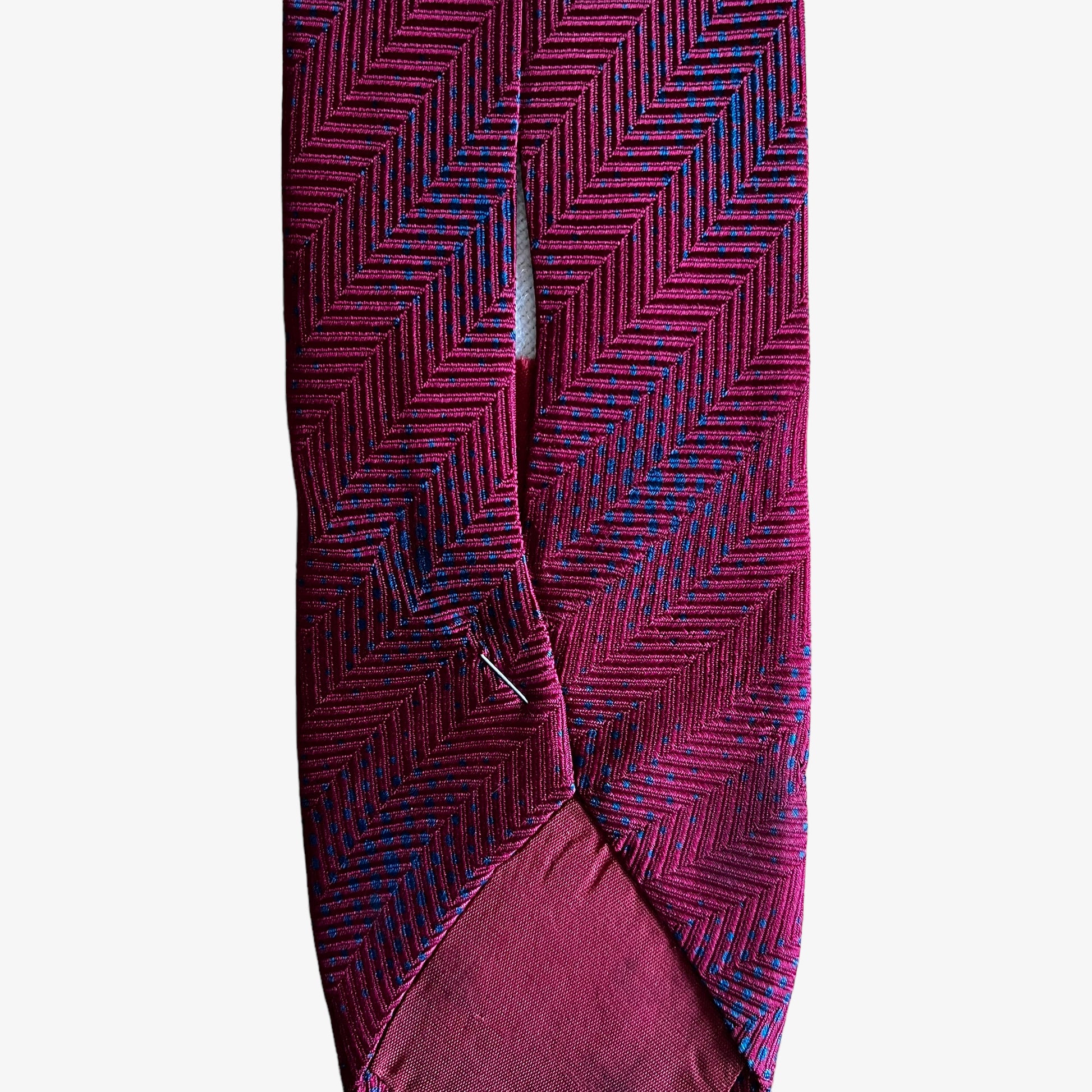 Vintage 80s Giorgio Armani Red & Blue Abstract Print Silk Tie Wear - Casspios Dream