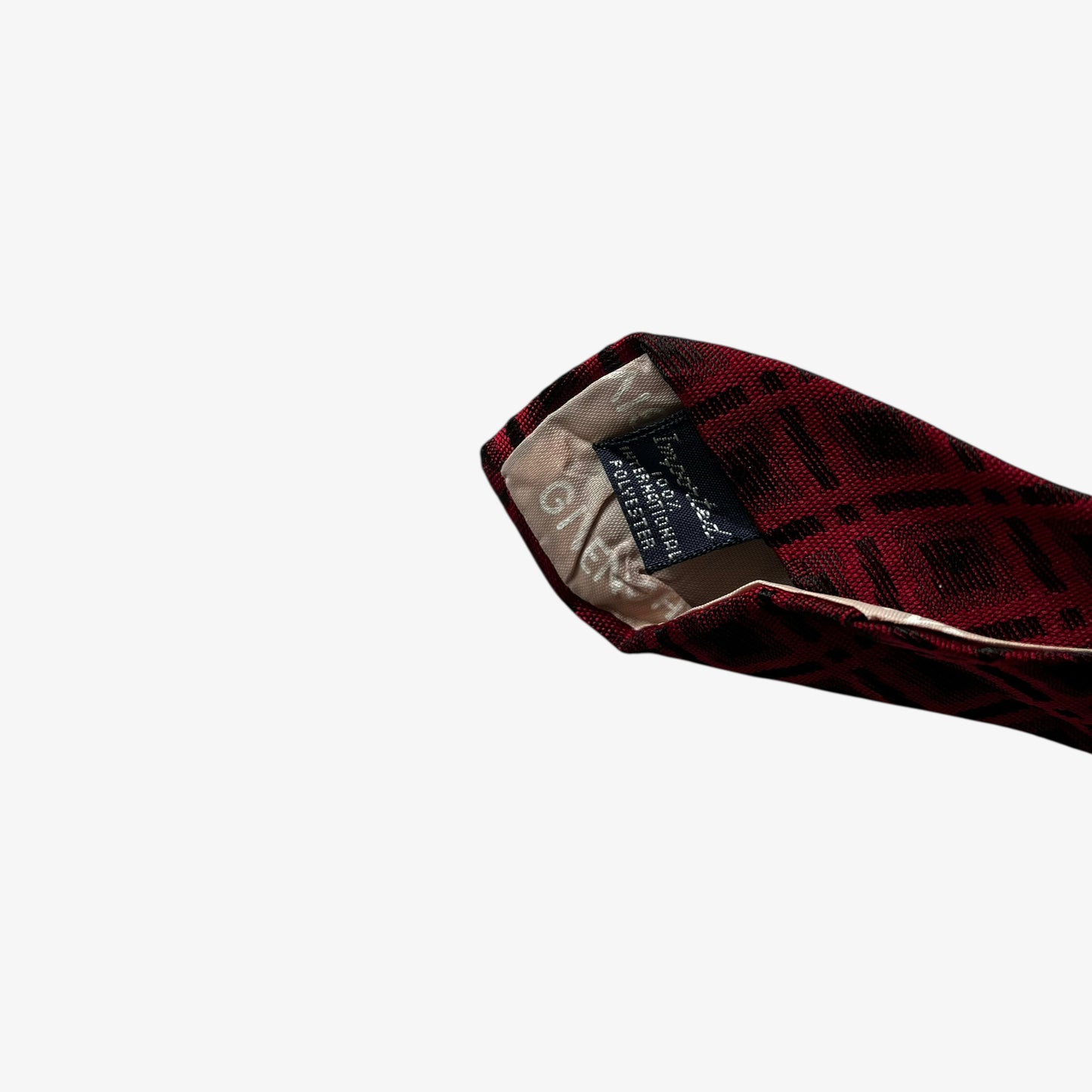 Vintage 80s Givenchy Gentlemen Checkered Print Red Polyester Tie Material - Casspios Dream
